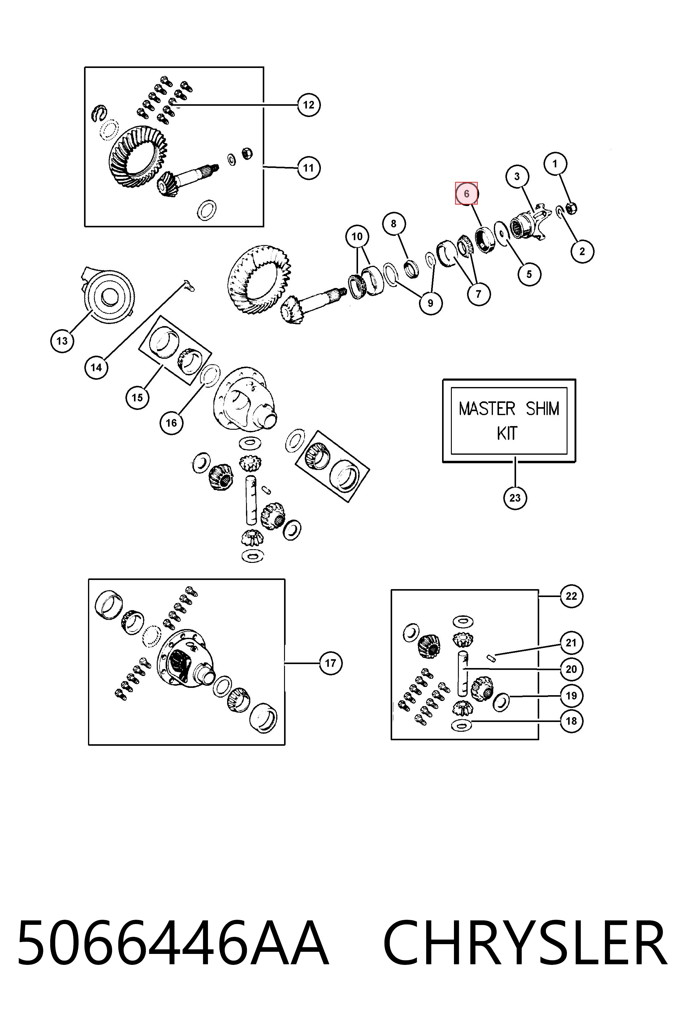 Retén del piñón del diferencial delantero K05066446AA Fiat/Alfa/Lancia