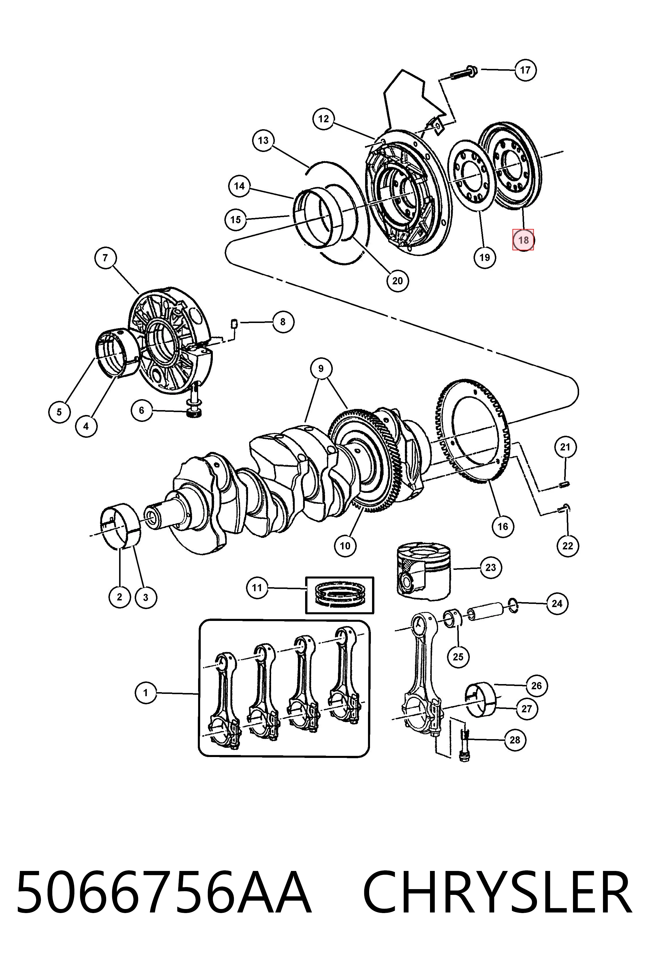 K05066756AA Fiat/Alfa/Lancia Anillo retén cigüeñal