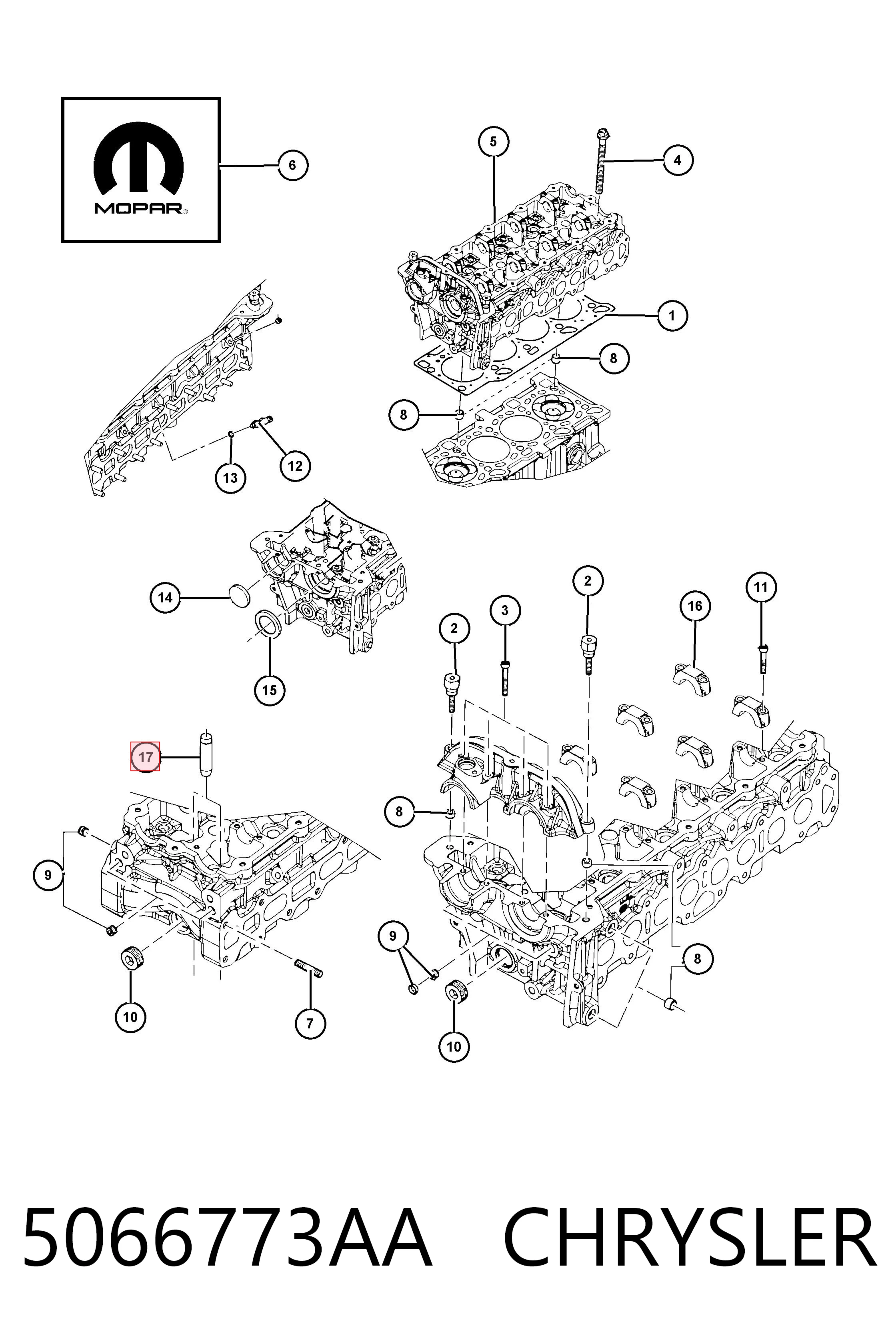 5066773AA Chrysler Guía de válvulas