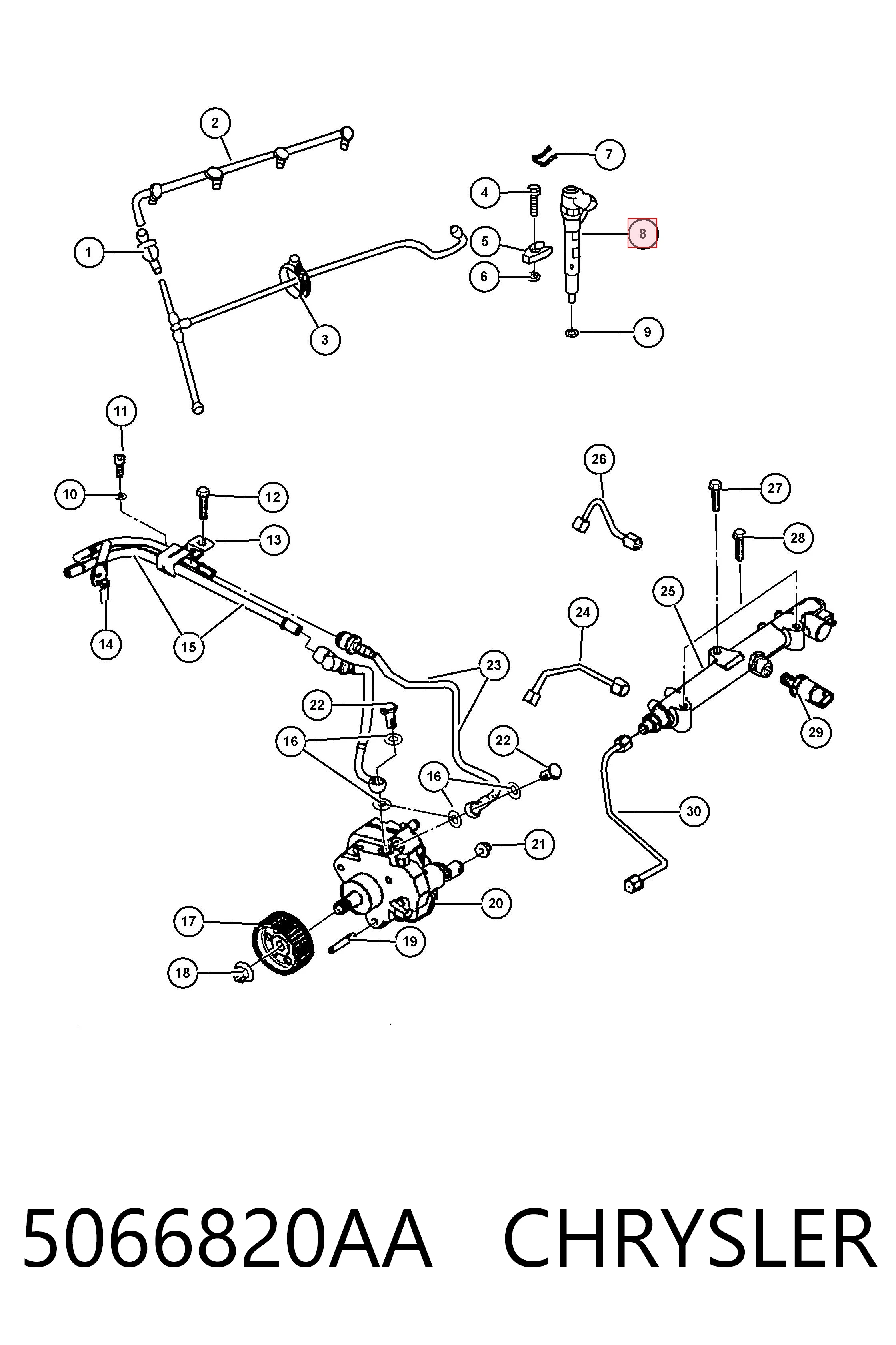 5066820AA Chrysler Inyector de combustible
