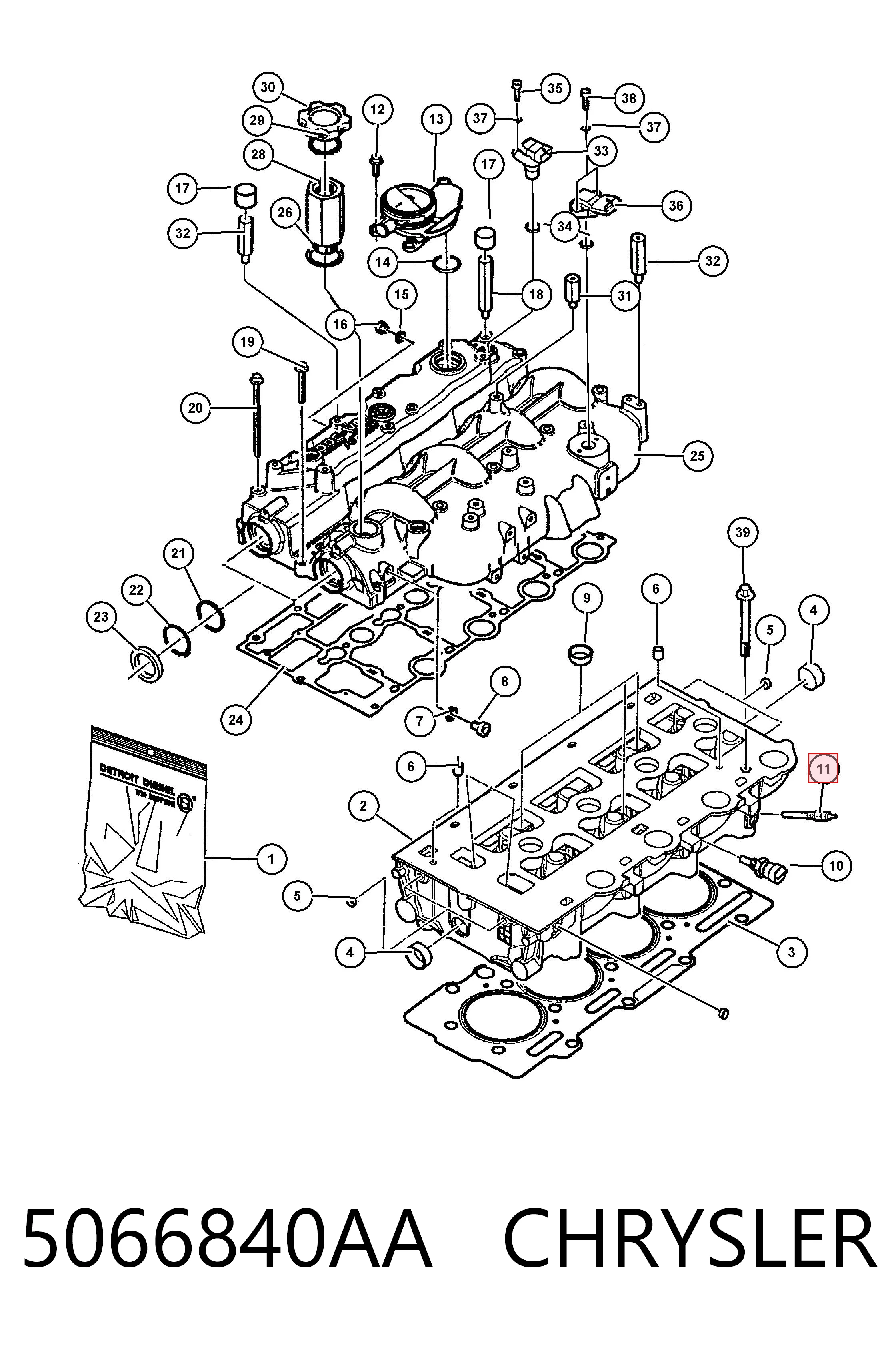 5066840AA Chrysler Bujías de calentamiento
