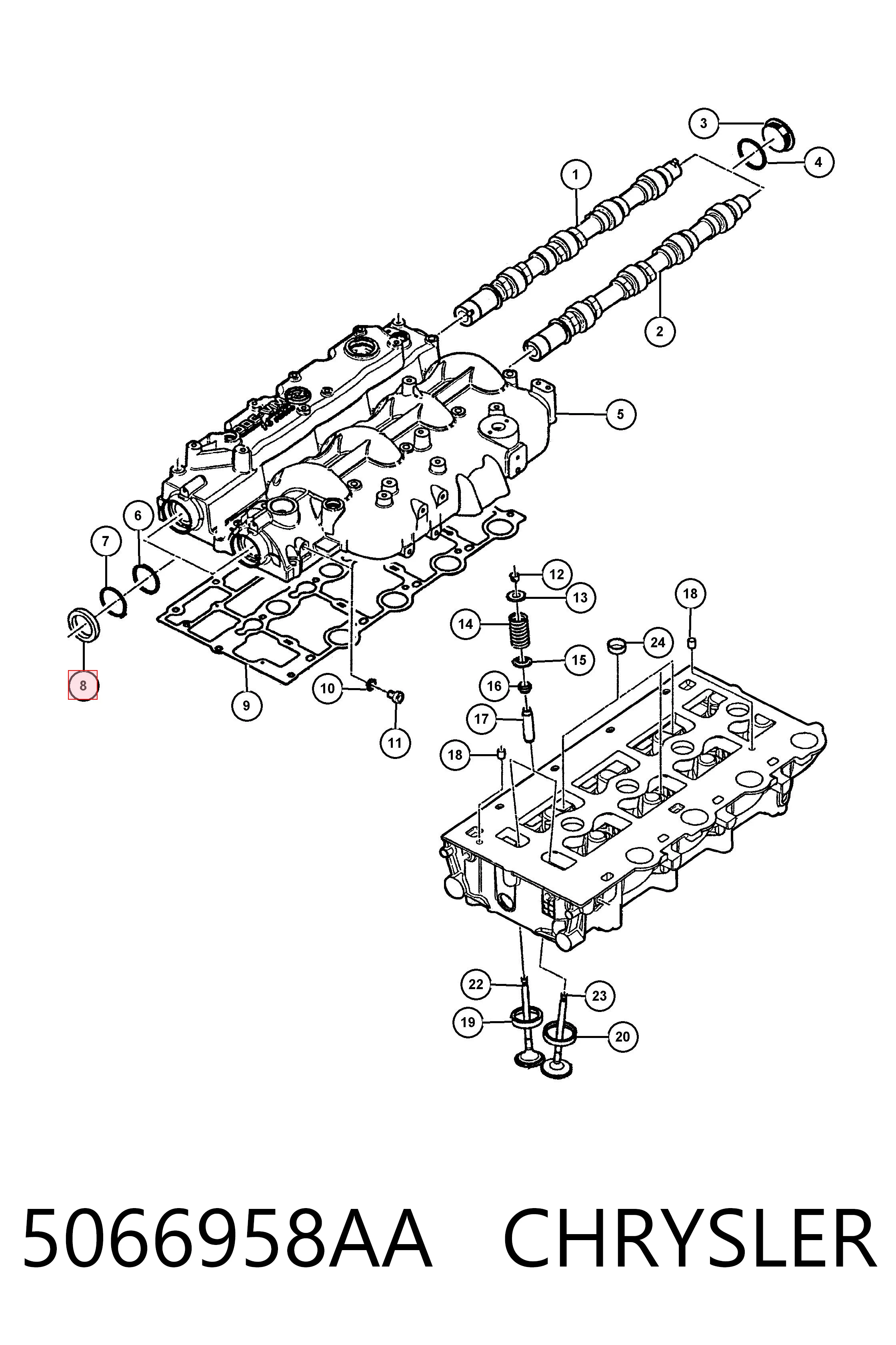 Retén del árbol de levas 5066958AA CHRYSLER