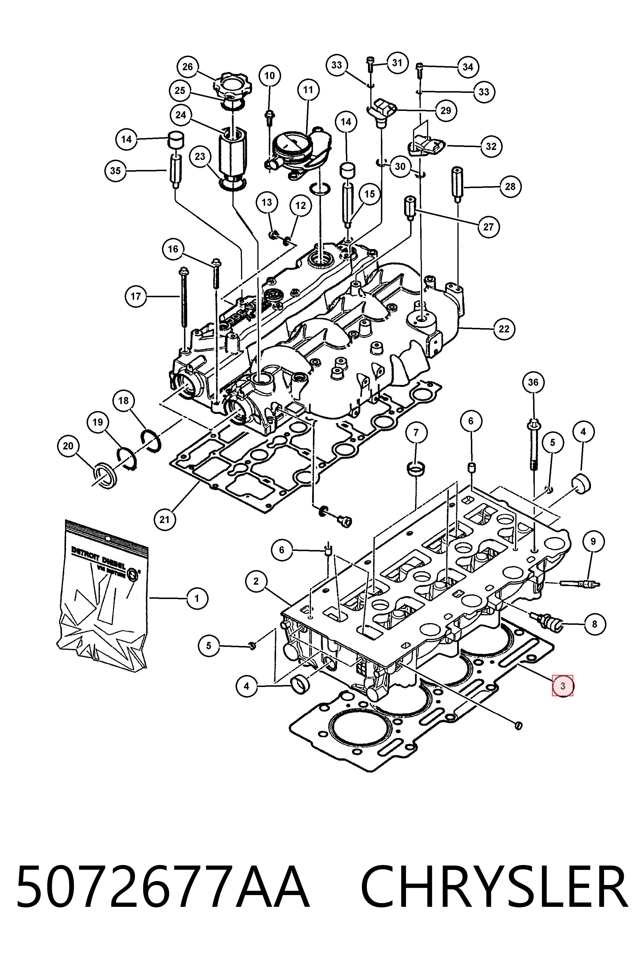 Junta de culata 5072677AA CHRYSLER