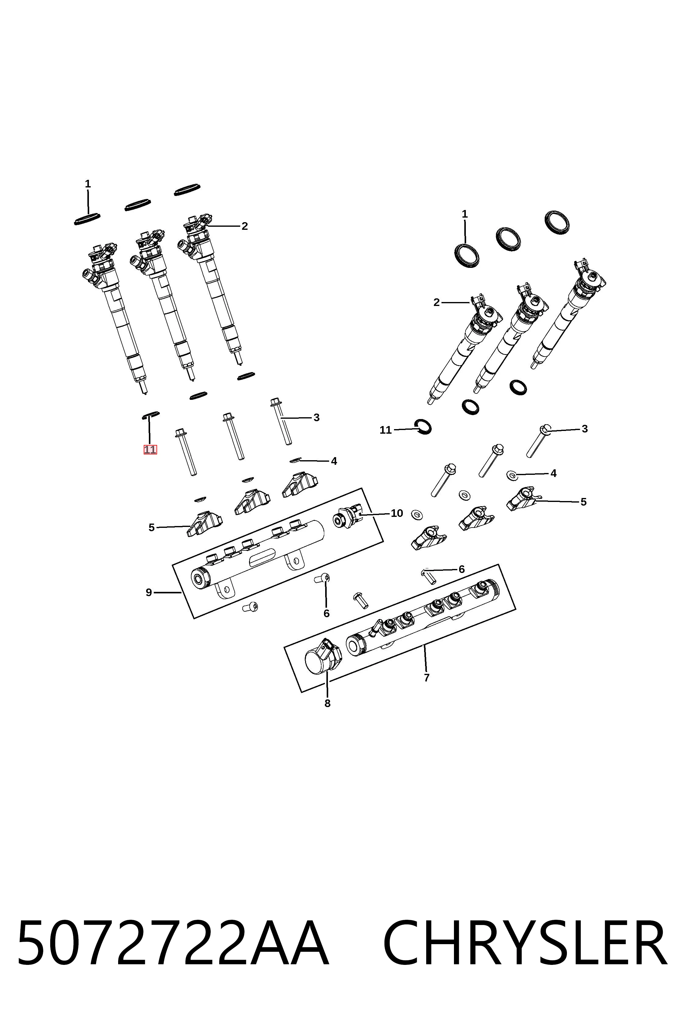 Arandela de asiento del inyector 5072722AA CHRYSLER