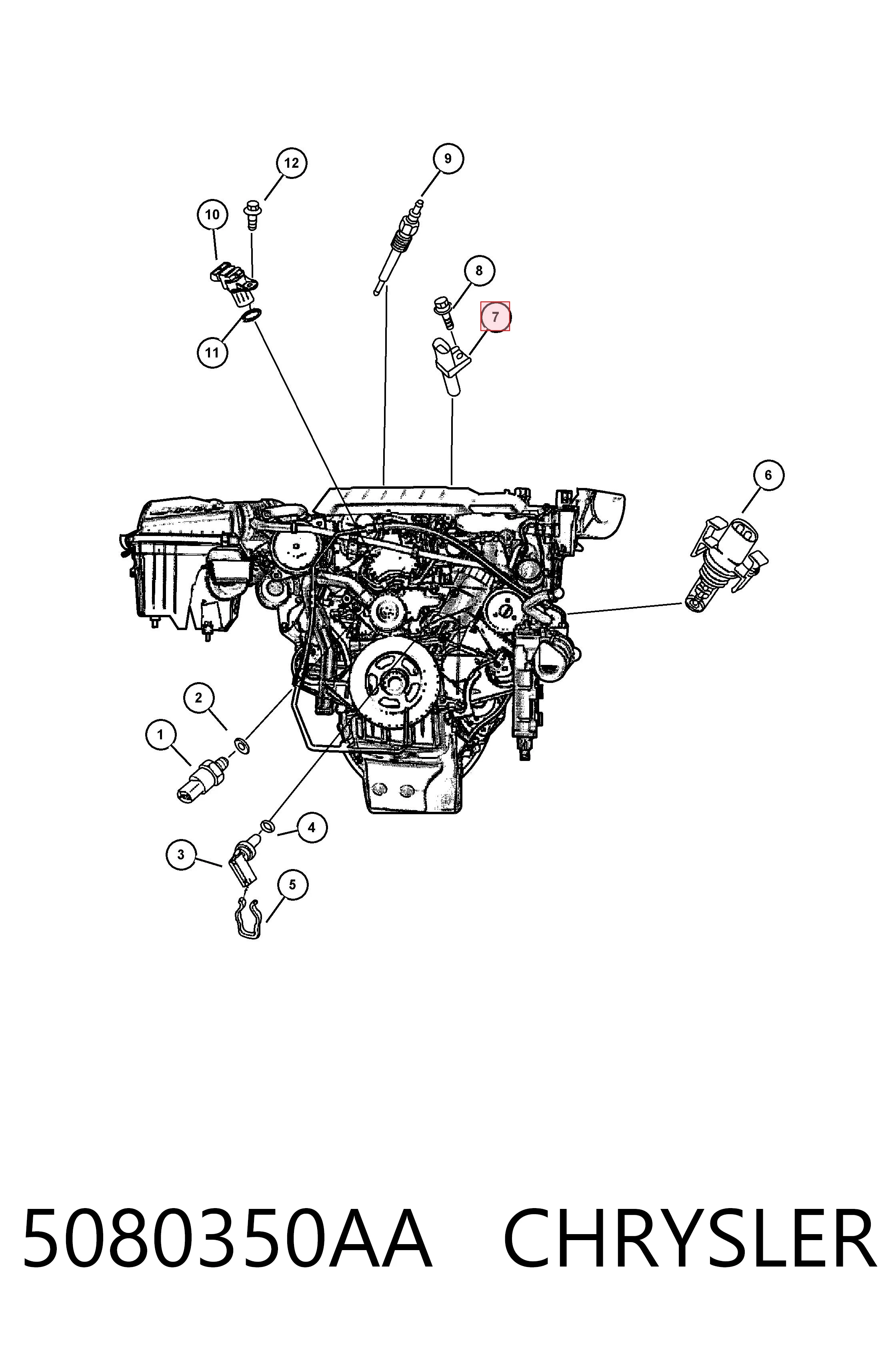5080350AA Chrysler Sensor de posición del cigüeñal