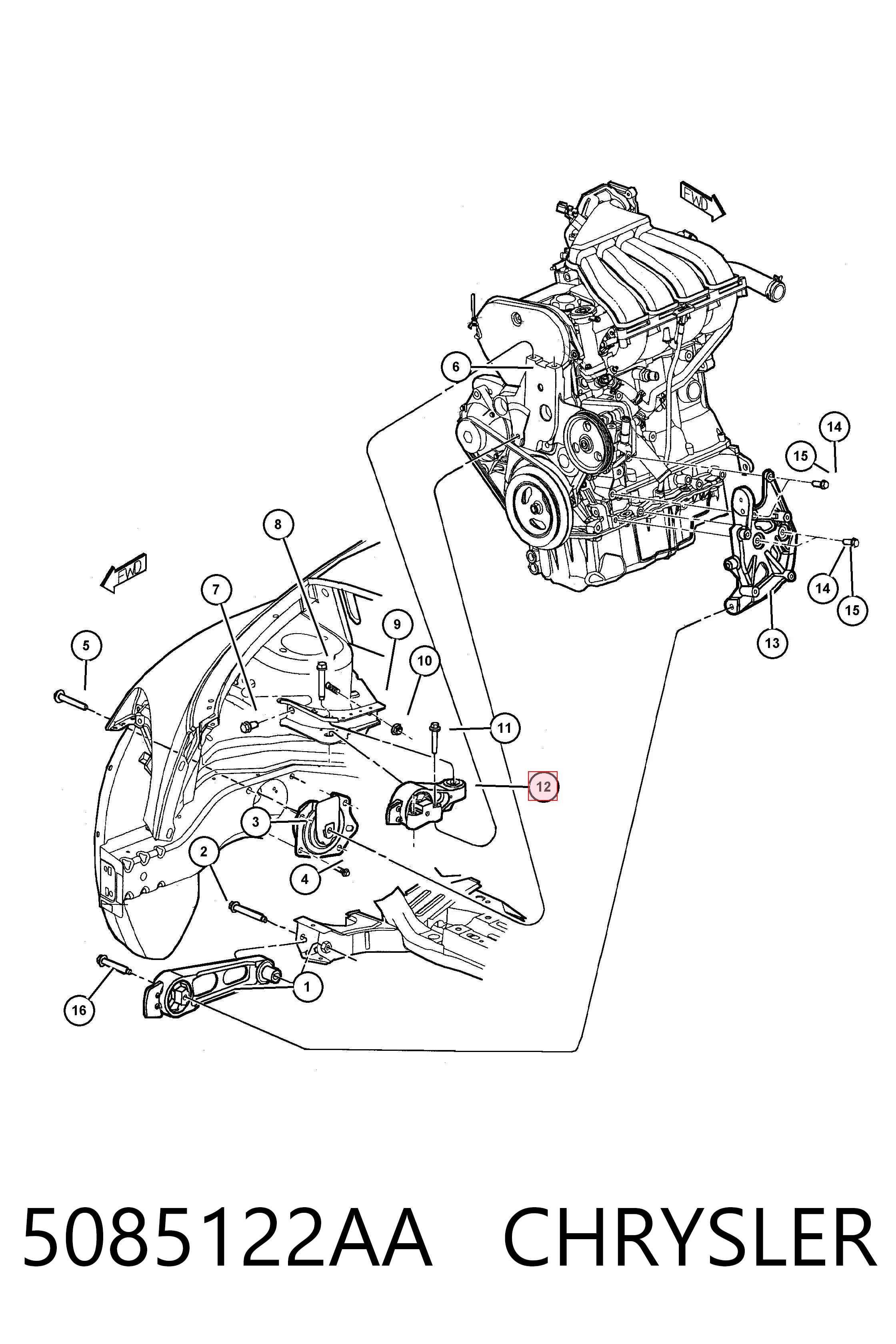 Cojín del motor Fiat/Alfa/Lancia K05085122AB