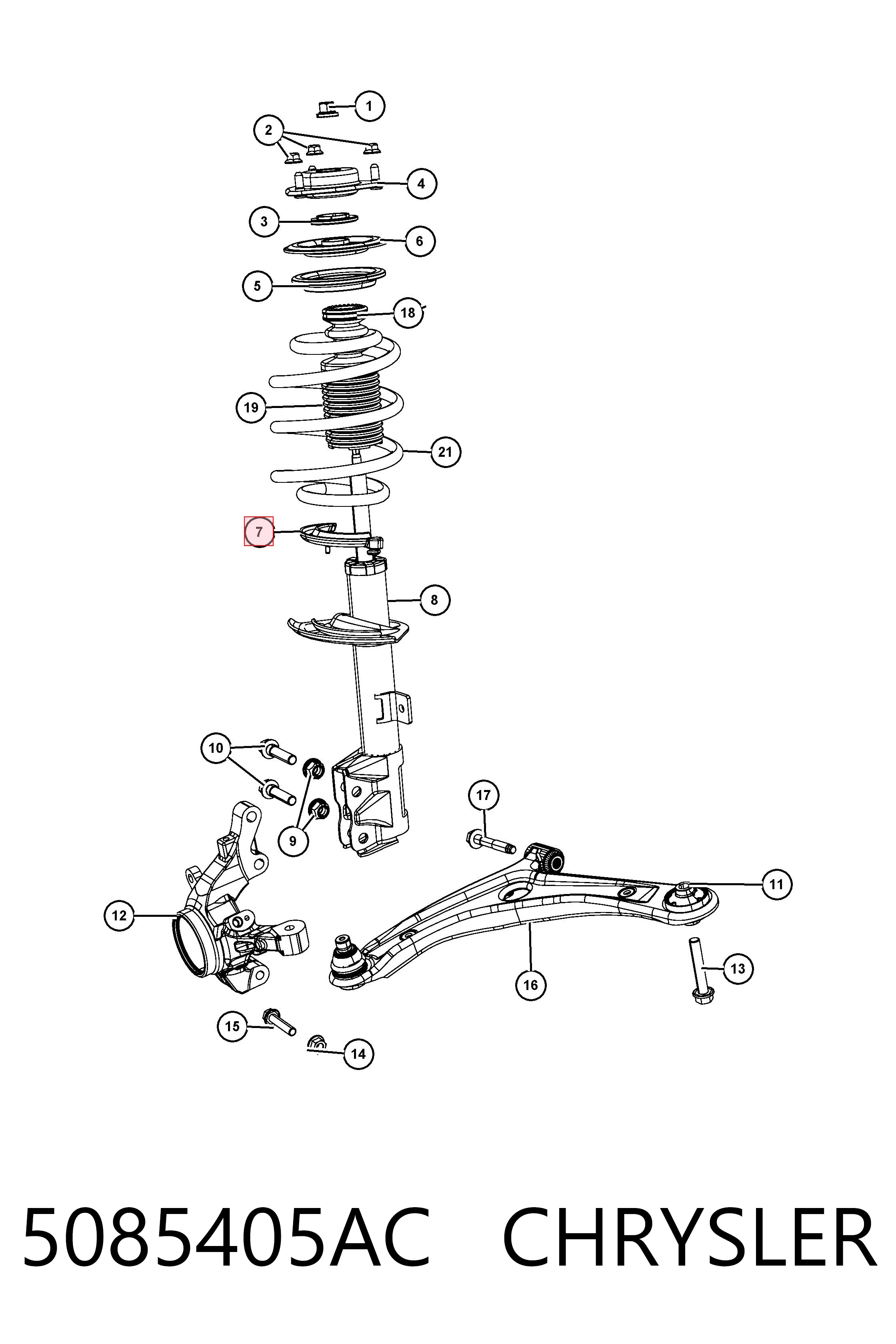 5085405AC Chrysler Espaciador de goma inferior del resorte delantero
