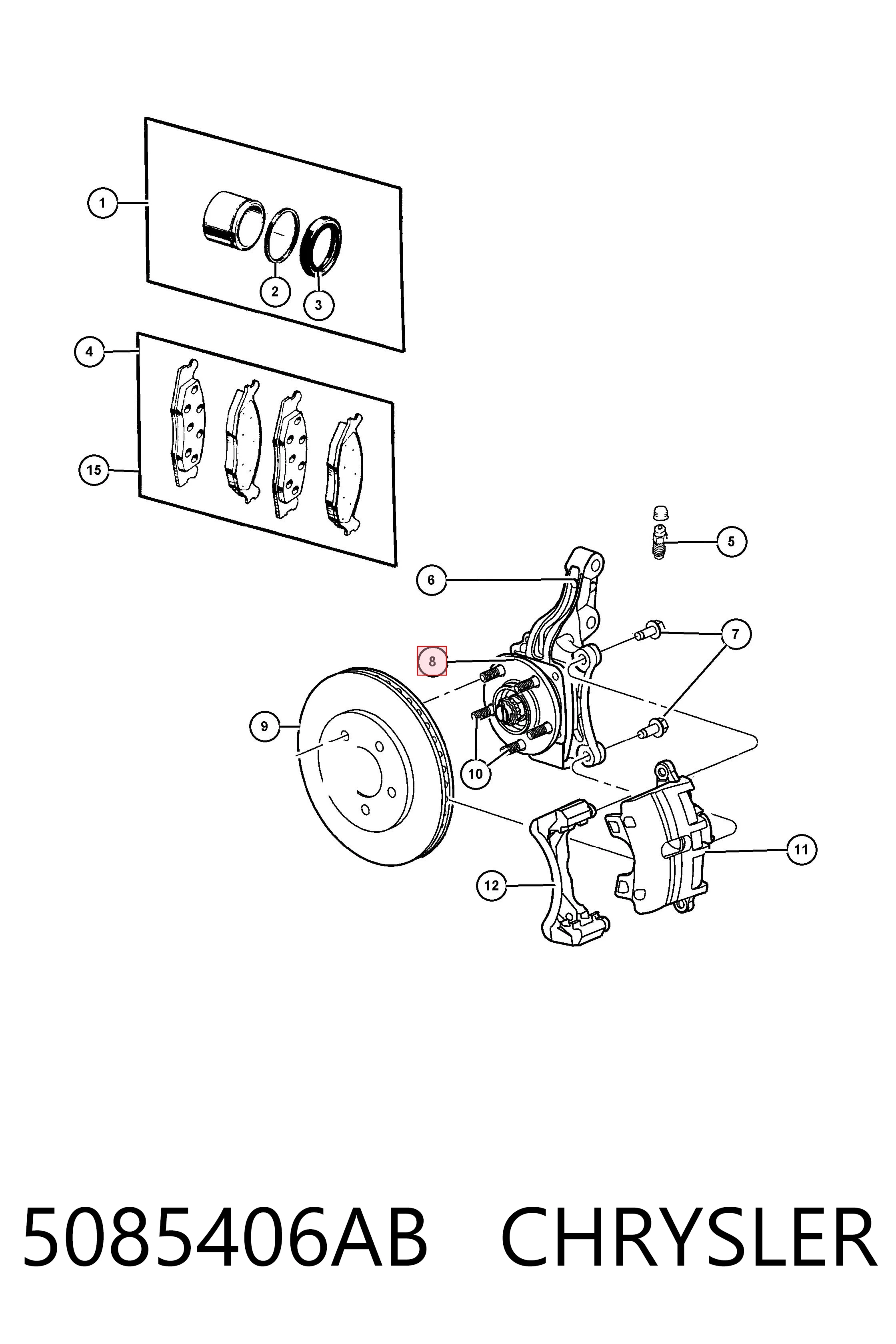5085406AB Chrysler Cubo delantero