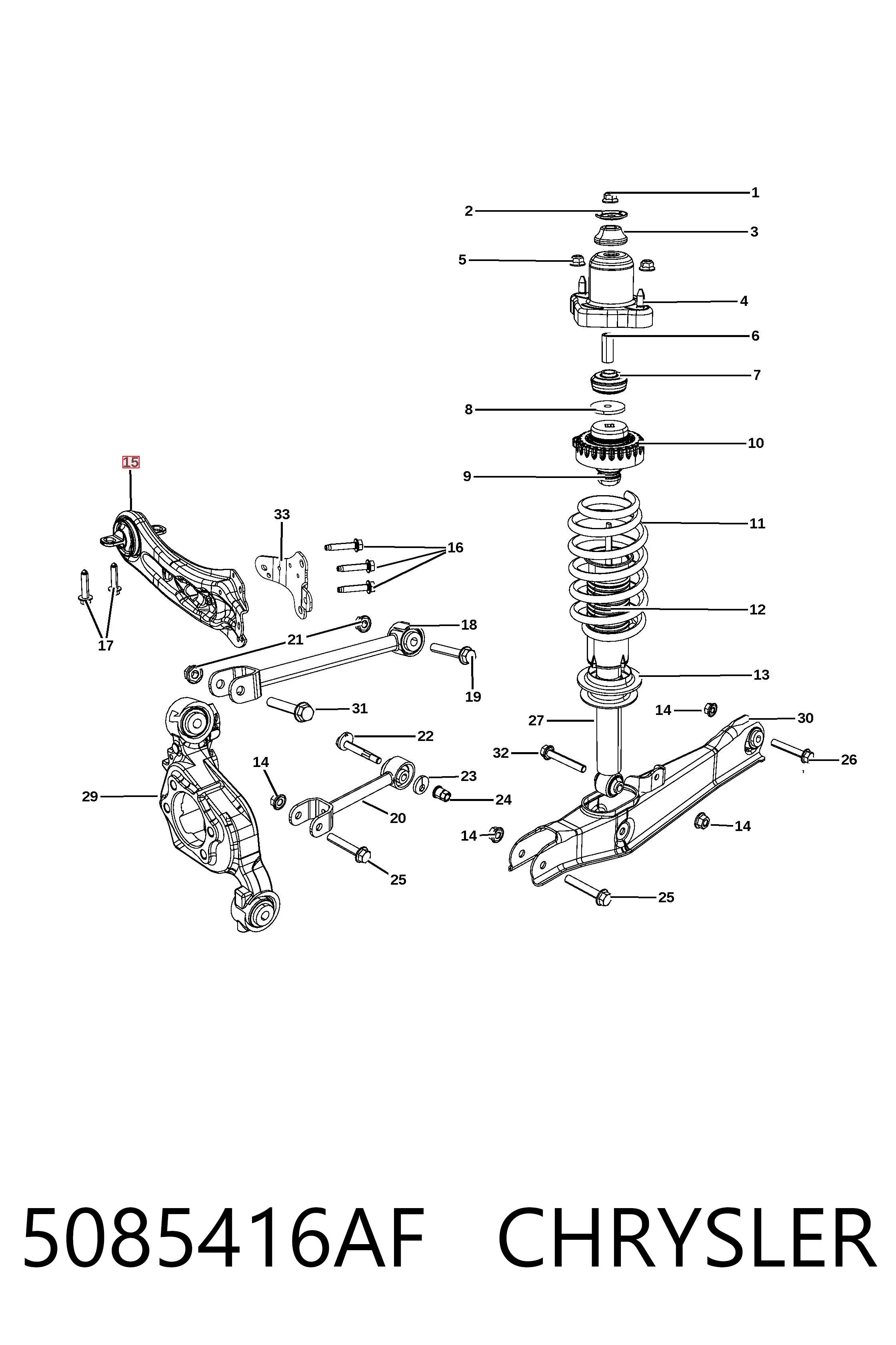 5085416AF Chrysler Mangueta trasera derecha (suspensión)