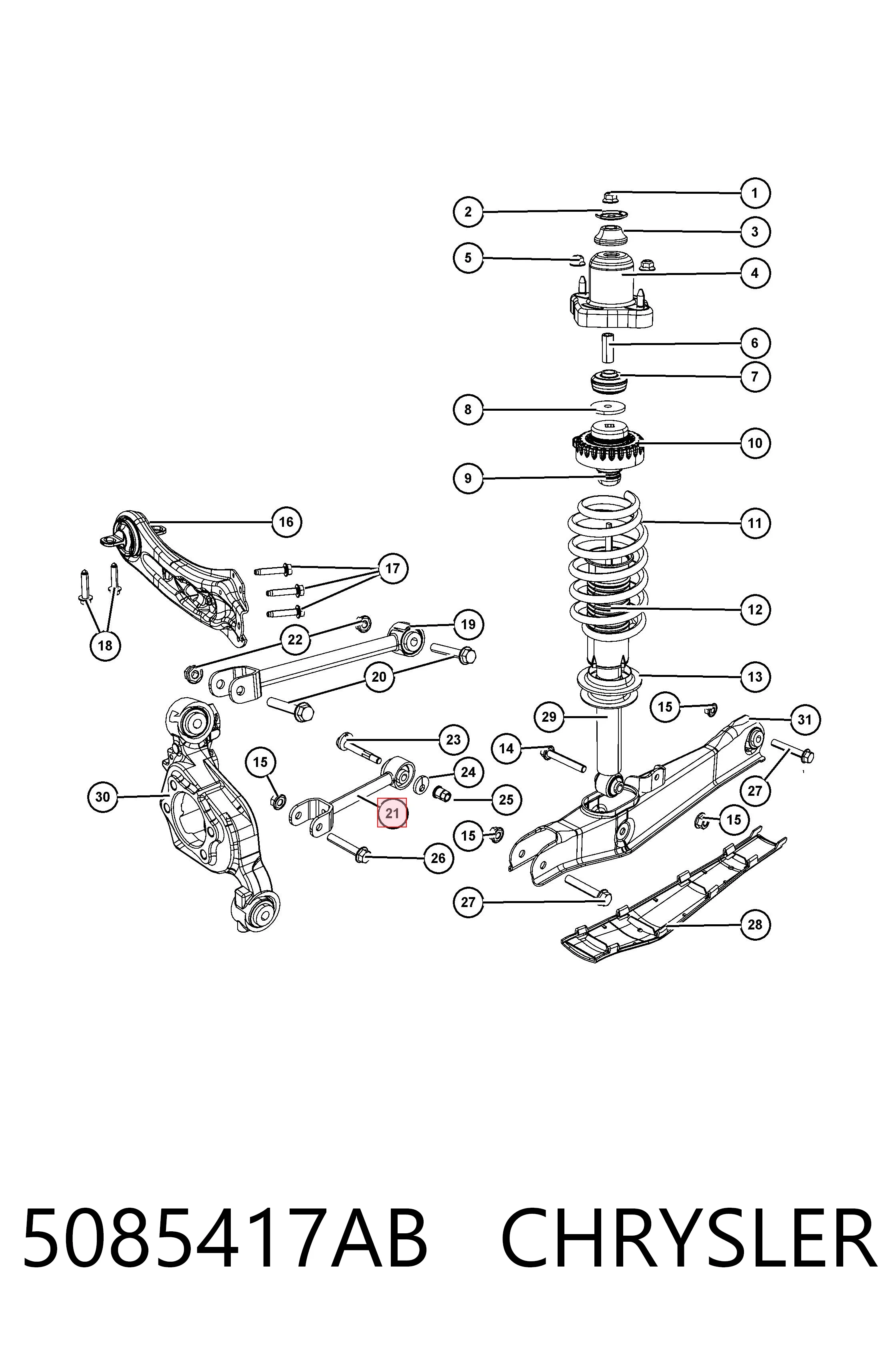 05085417AC Fiat/Alfa/Lancia Brazo transversal de suspensión trasera