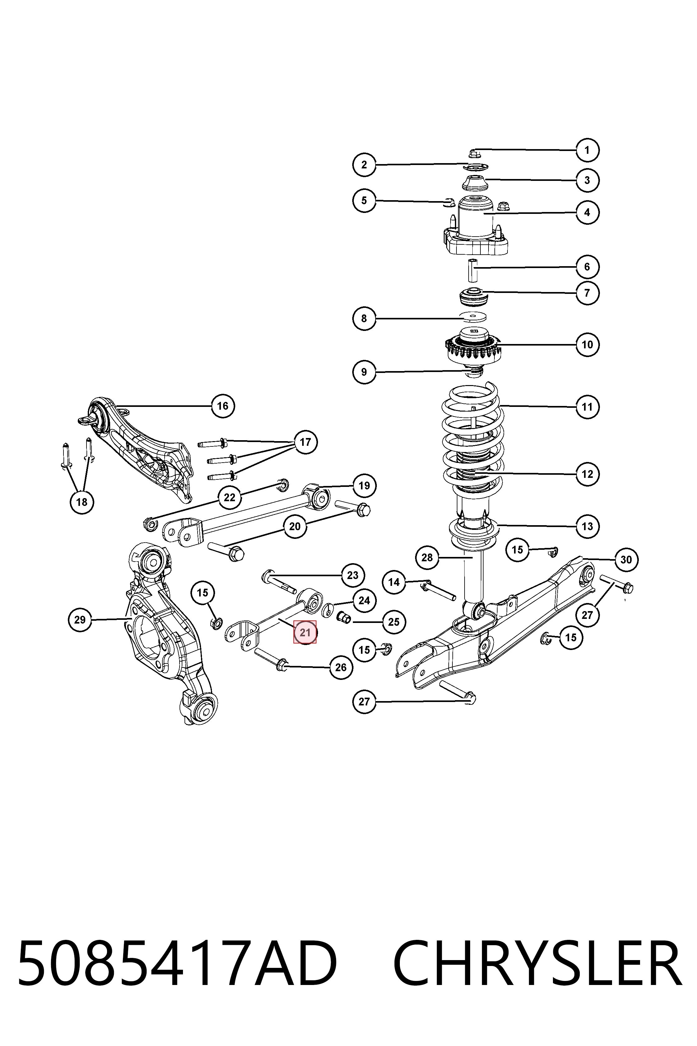 Comprar 05085417AC Fiat/Alfa/Lancia Brazo transversal de suspensión trasera