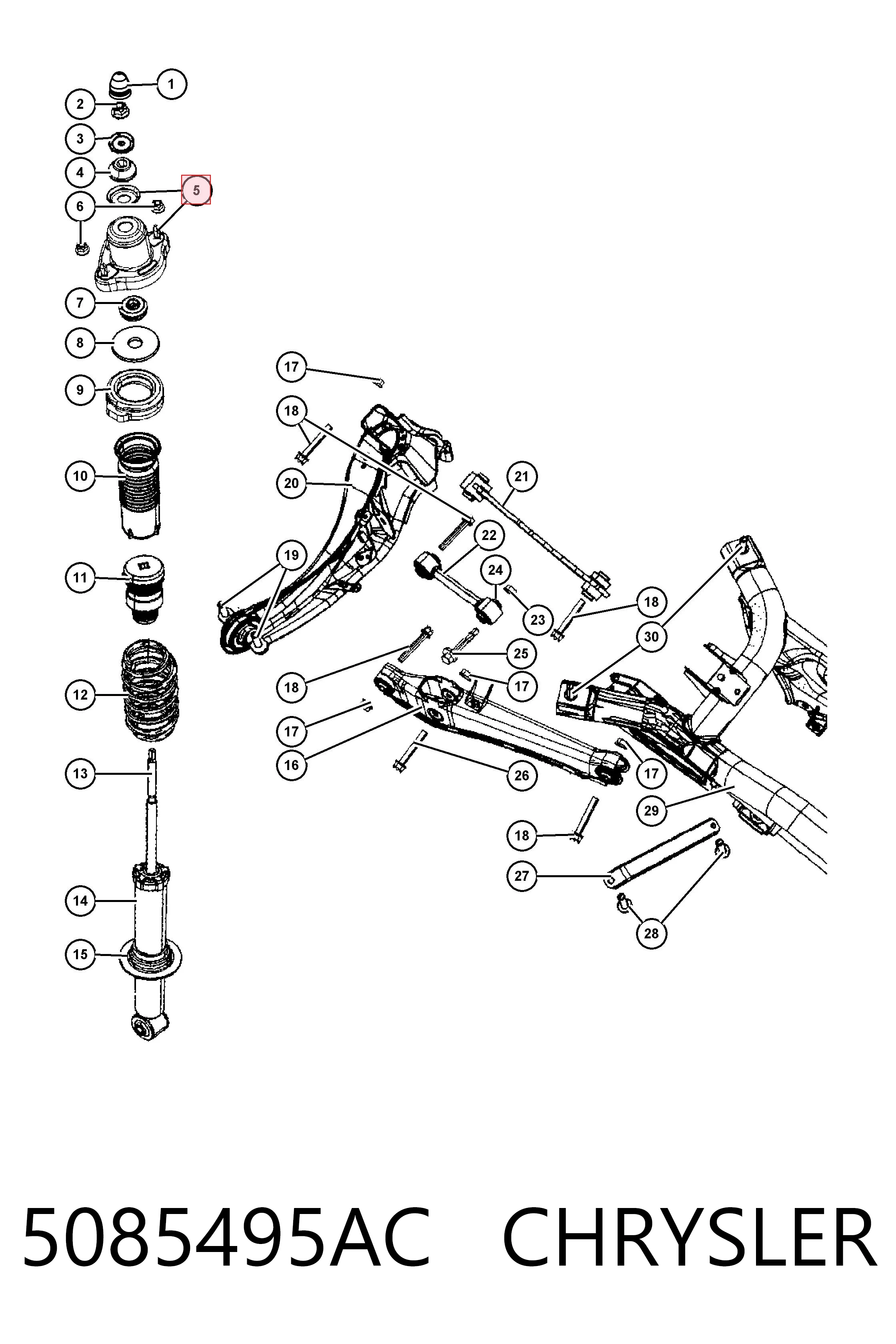 5085495AC Chrysler Soporte amortiguador trasero