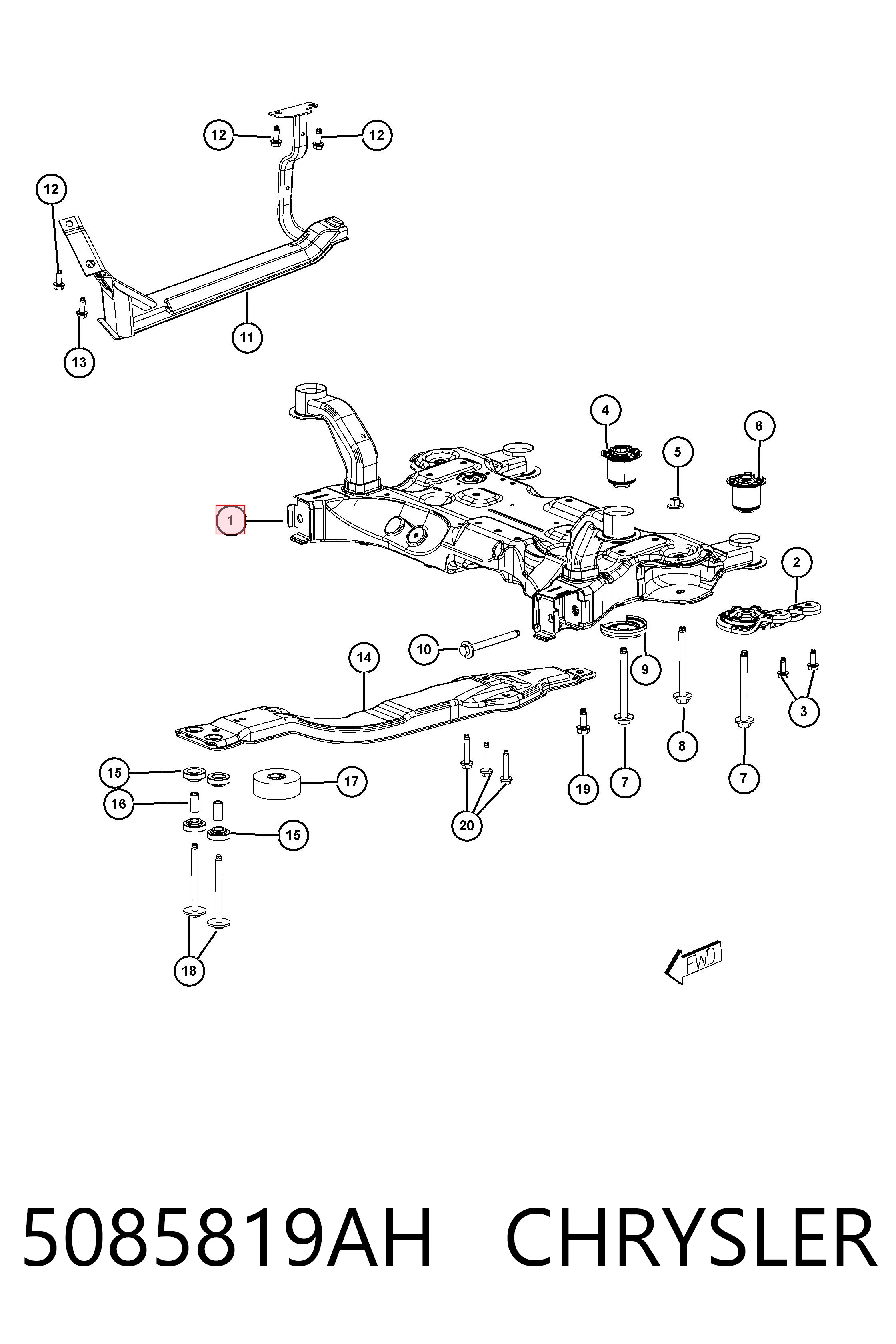 5085819AH Chrysler Subchasis delantero