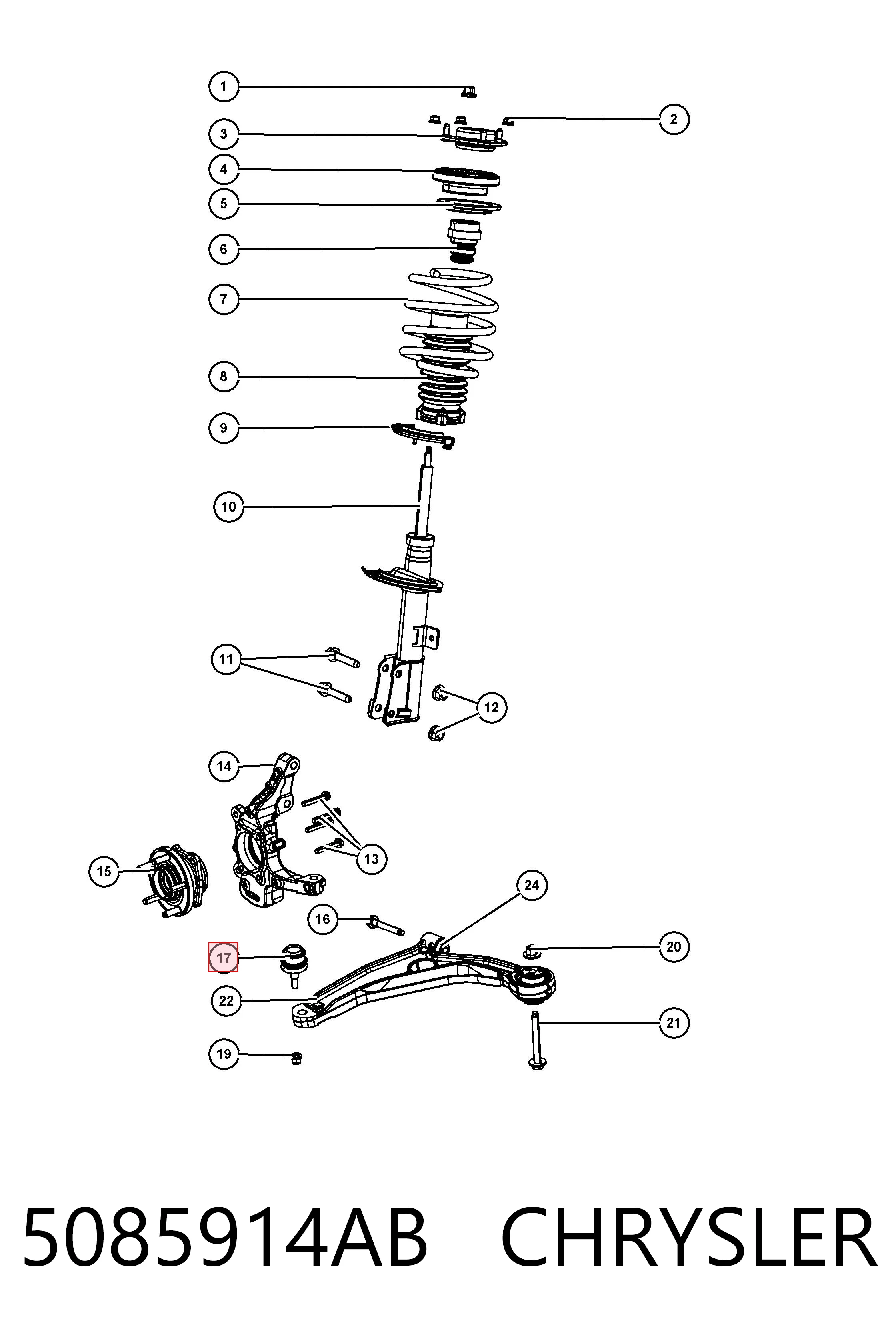 5085914AB Chrysler Rótula inferior de suspensión