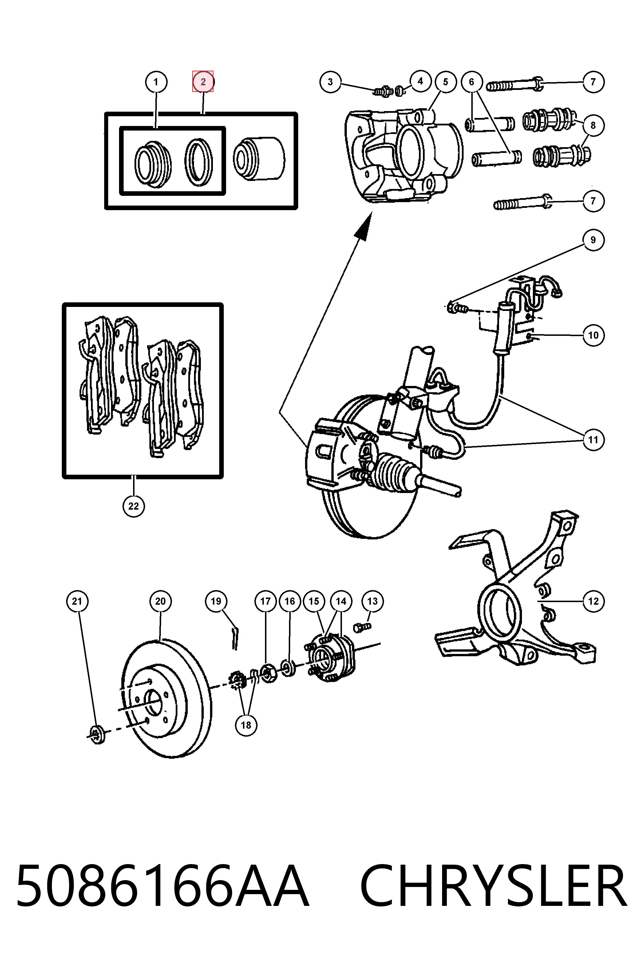 5086166AA Chrysler Kit de reparación de pinzas