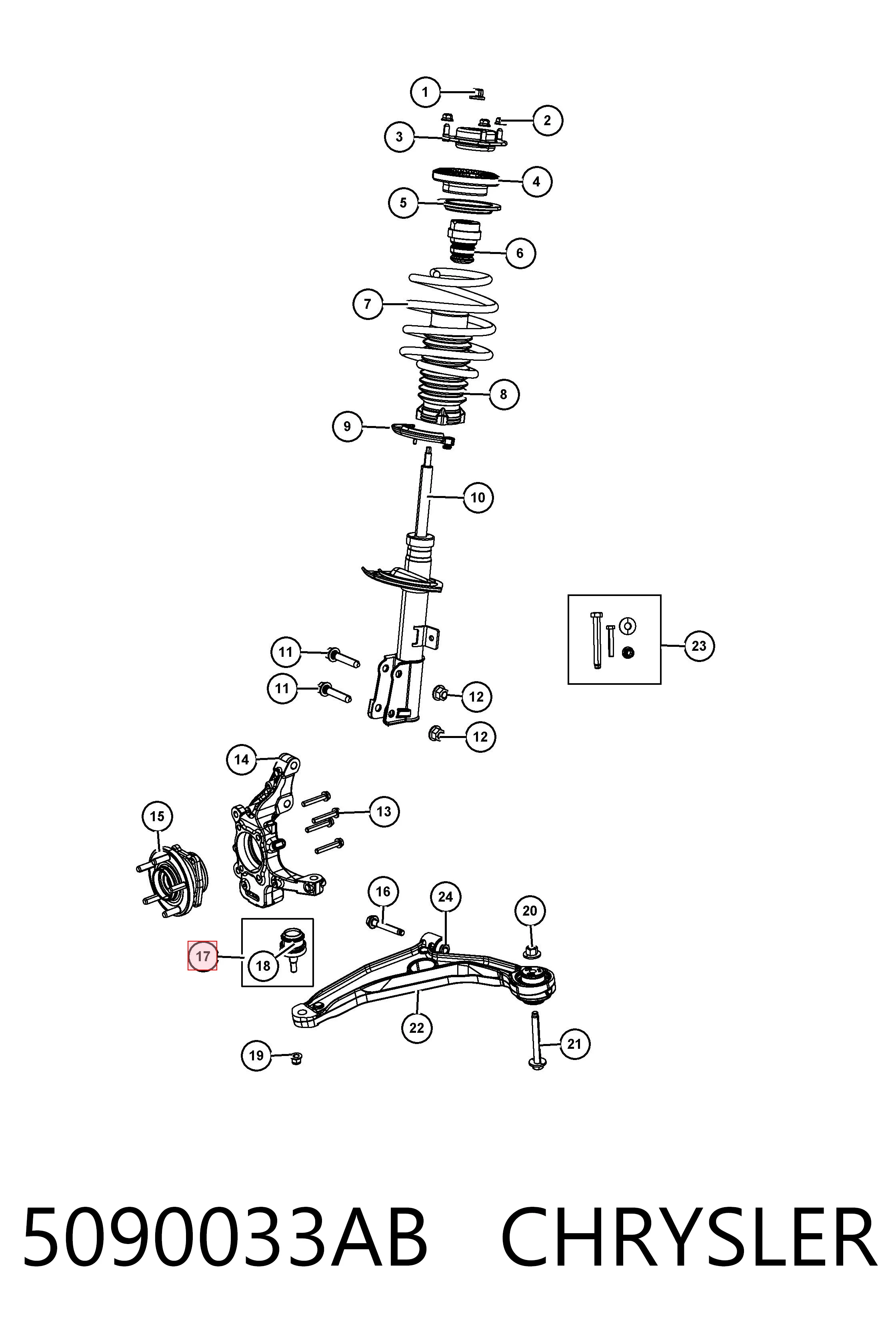 5090033AB Chrysler Rótula inferior de suspensión