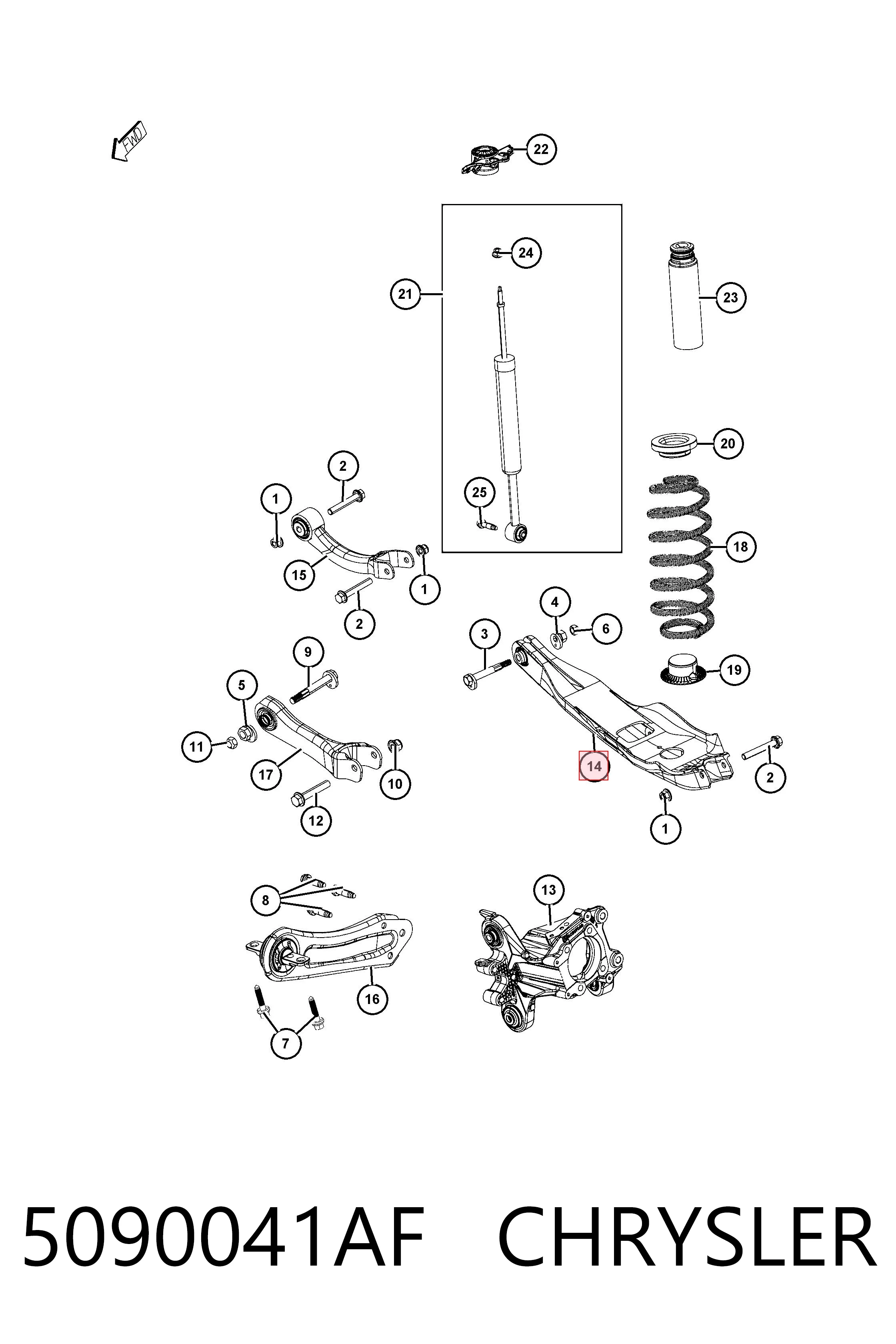 Brazo inferior trasero izquierdo/derecho K05090280AA FIAT