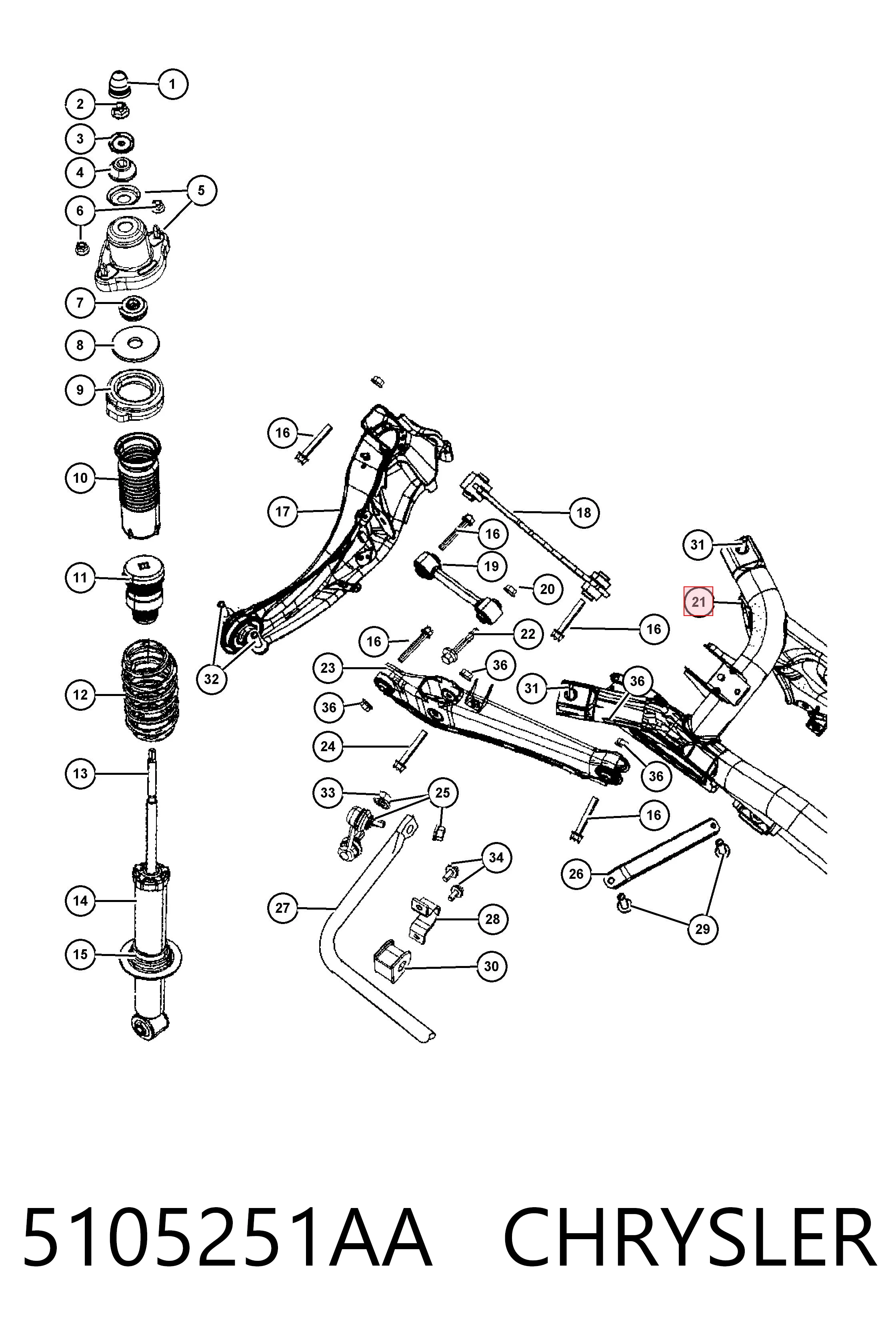 Subchasis trasero soporte motor 5105251AA CHRYSLER