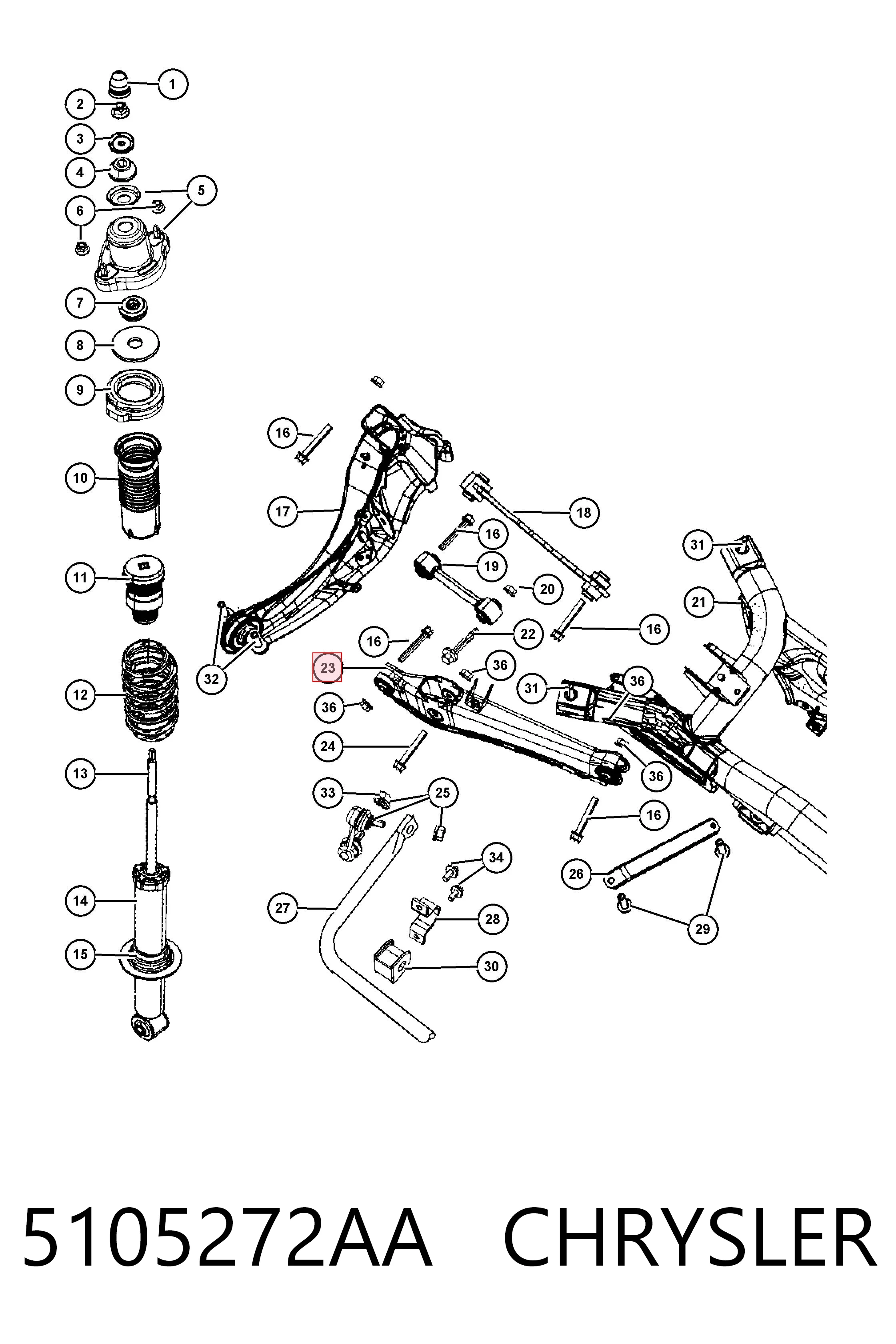 Brazo inferior trasero izquierdo/derecho K05105272AI Fiat/Alfa/Lancia