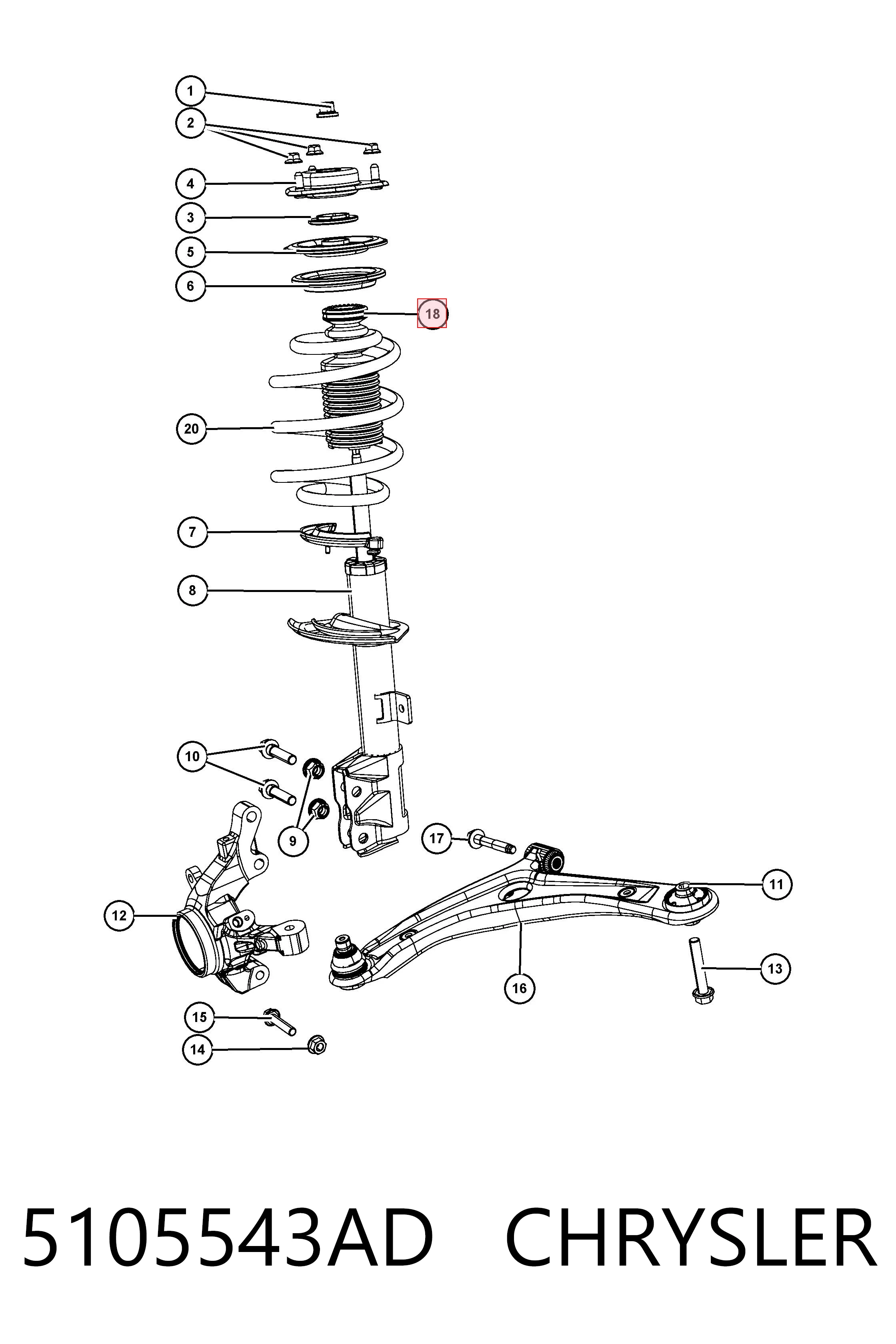 K05105543AC Fiat/Alfa/Lancia Fuelle, amortiguador delantero