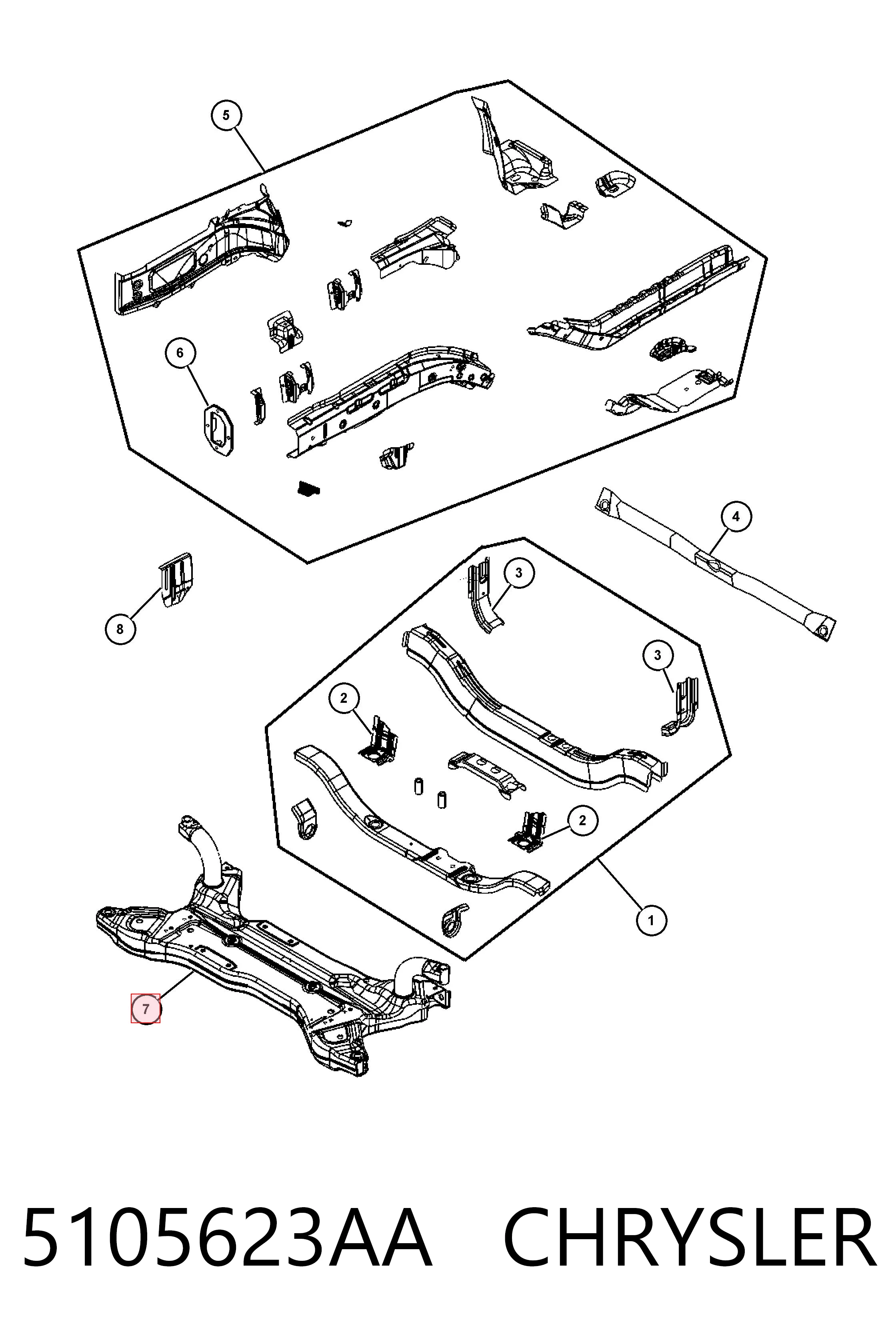 5105623AA Chrysler Subchasis delantero