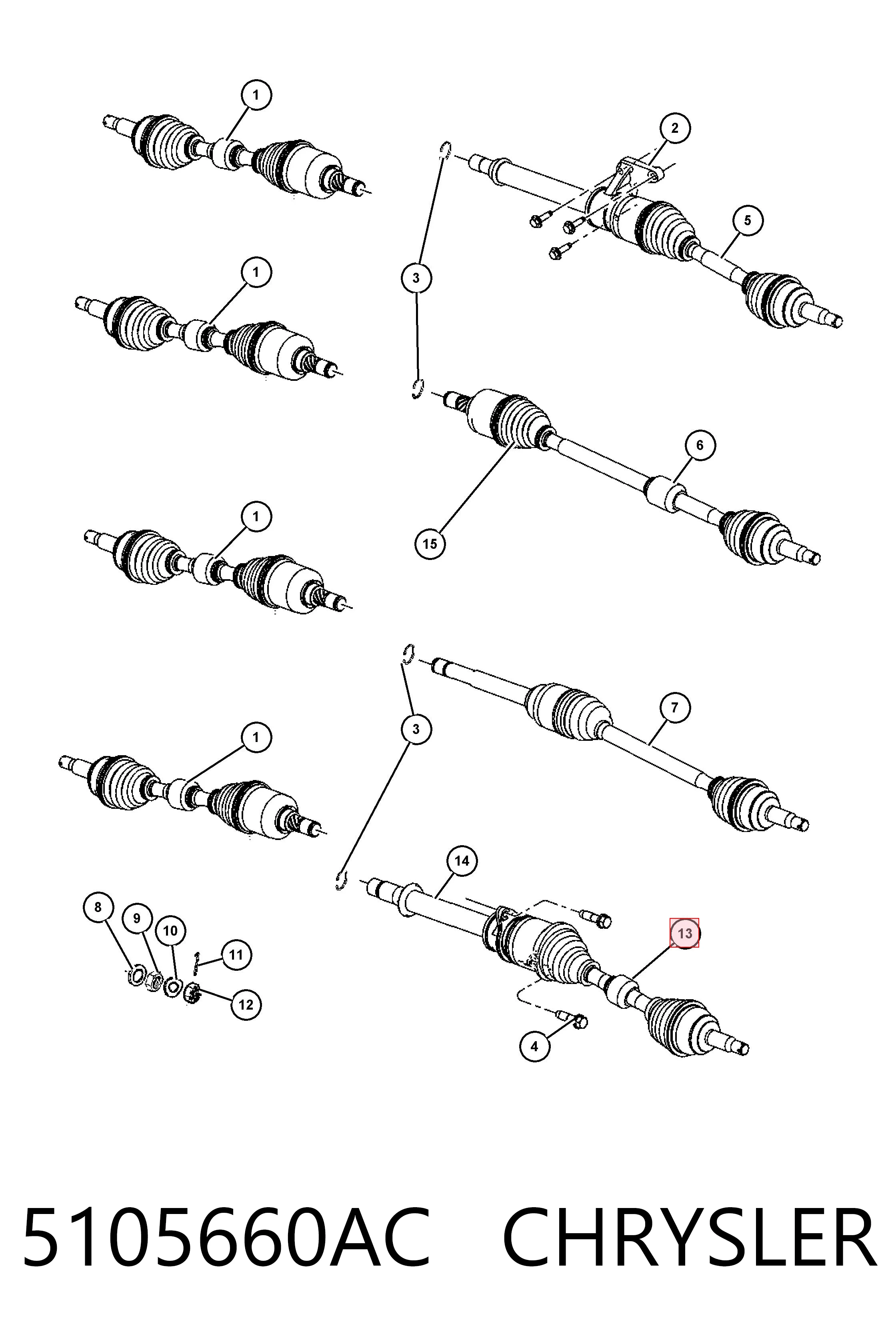 Comprar K05105660AG Fiat/Alfa/Lancia Semieje delantero derecho