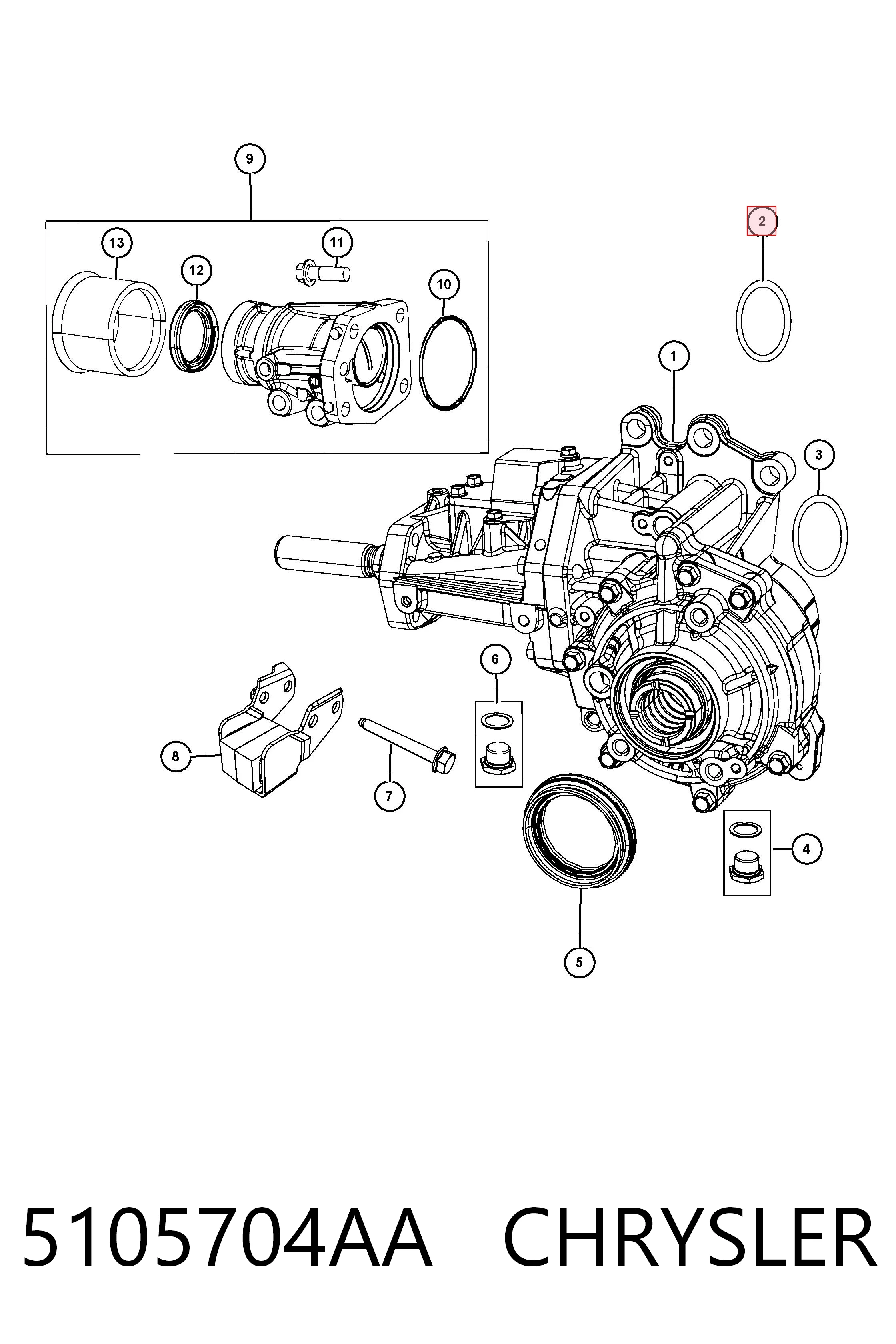 Sello de la bomba de combustible 5105704AA CHRYSLER