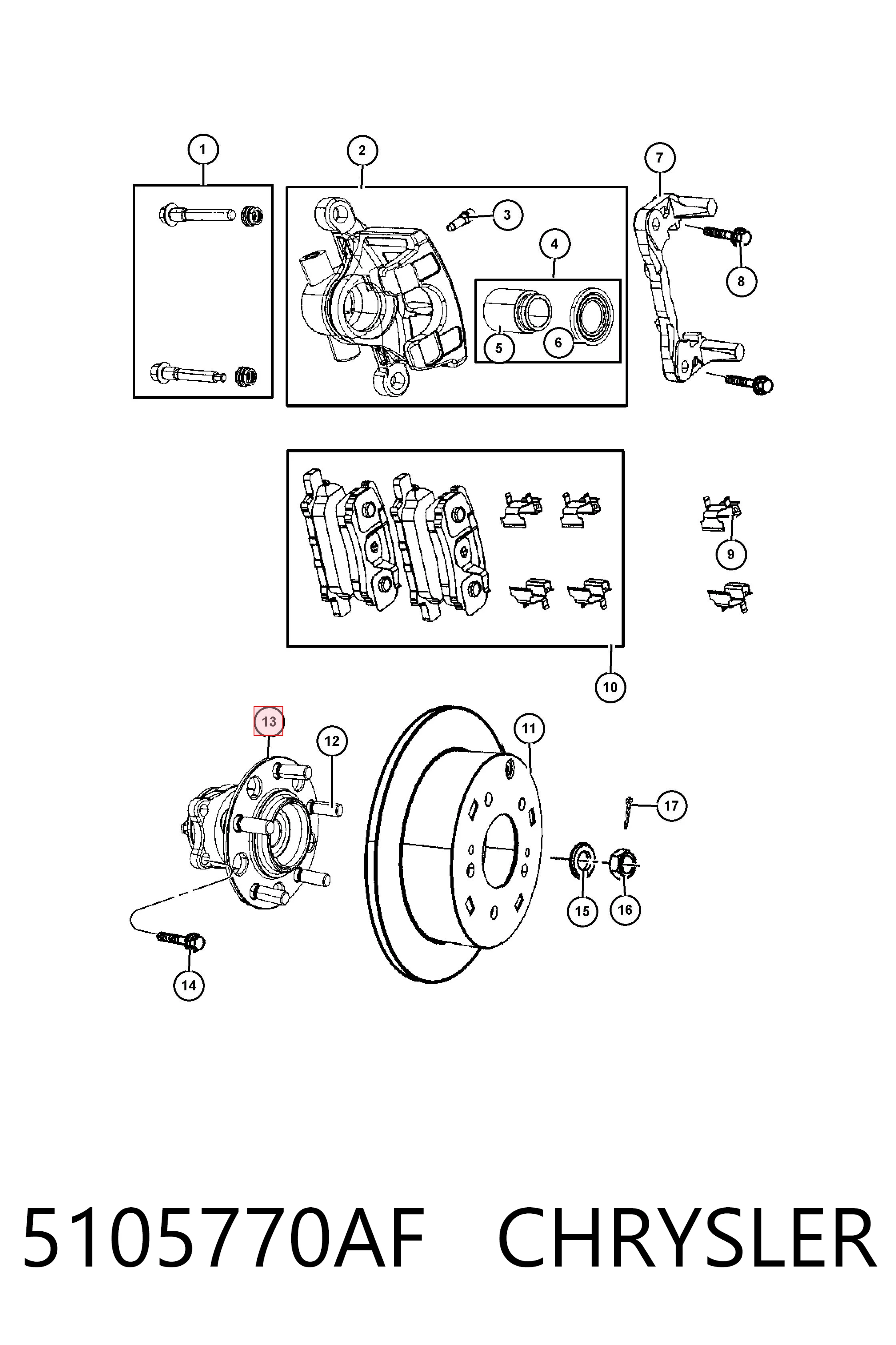 5105770AF Chrysler Buje de rueda trasero