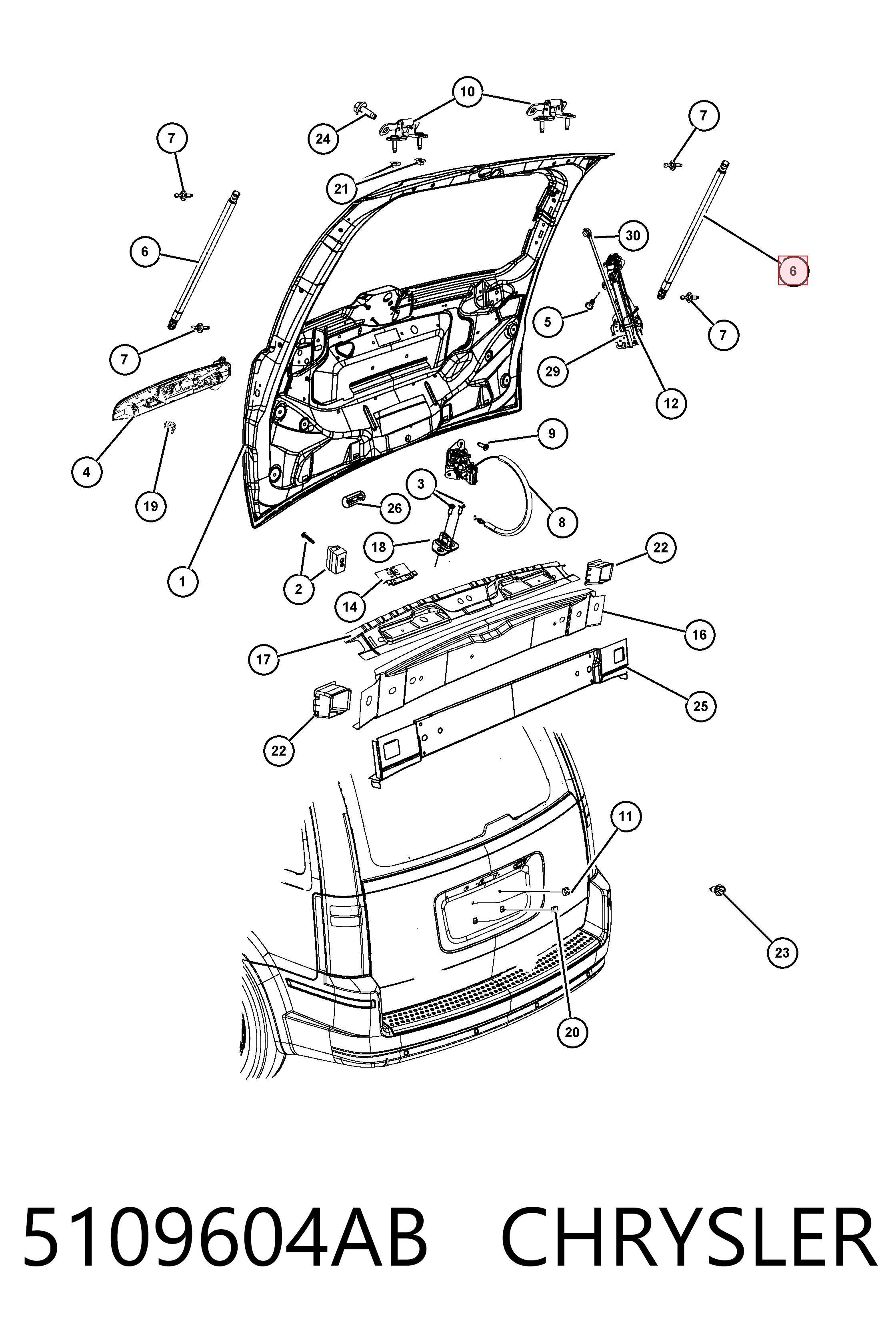 5109604AB Chrysler Amortiguador de porton