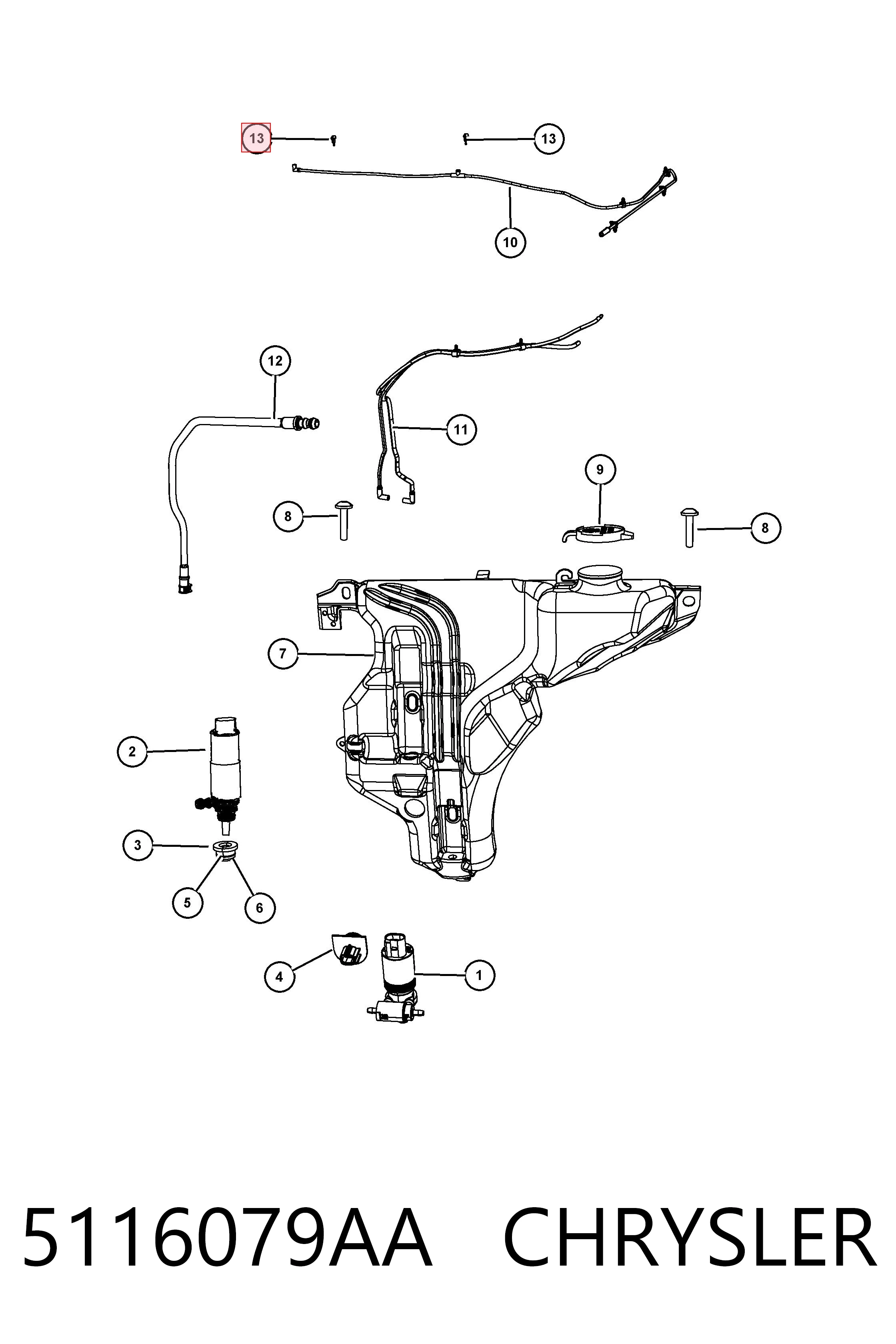 5116079AA Chrysler Boquilla del lavaparabrisas