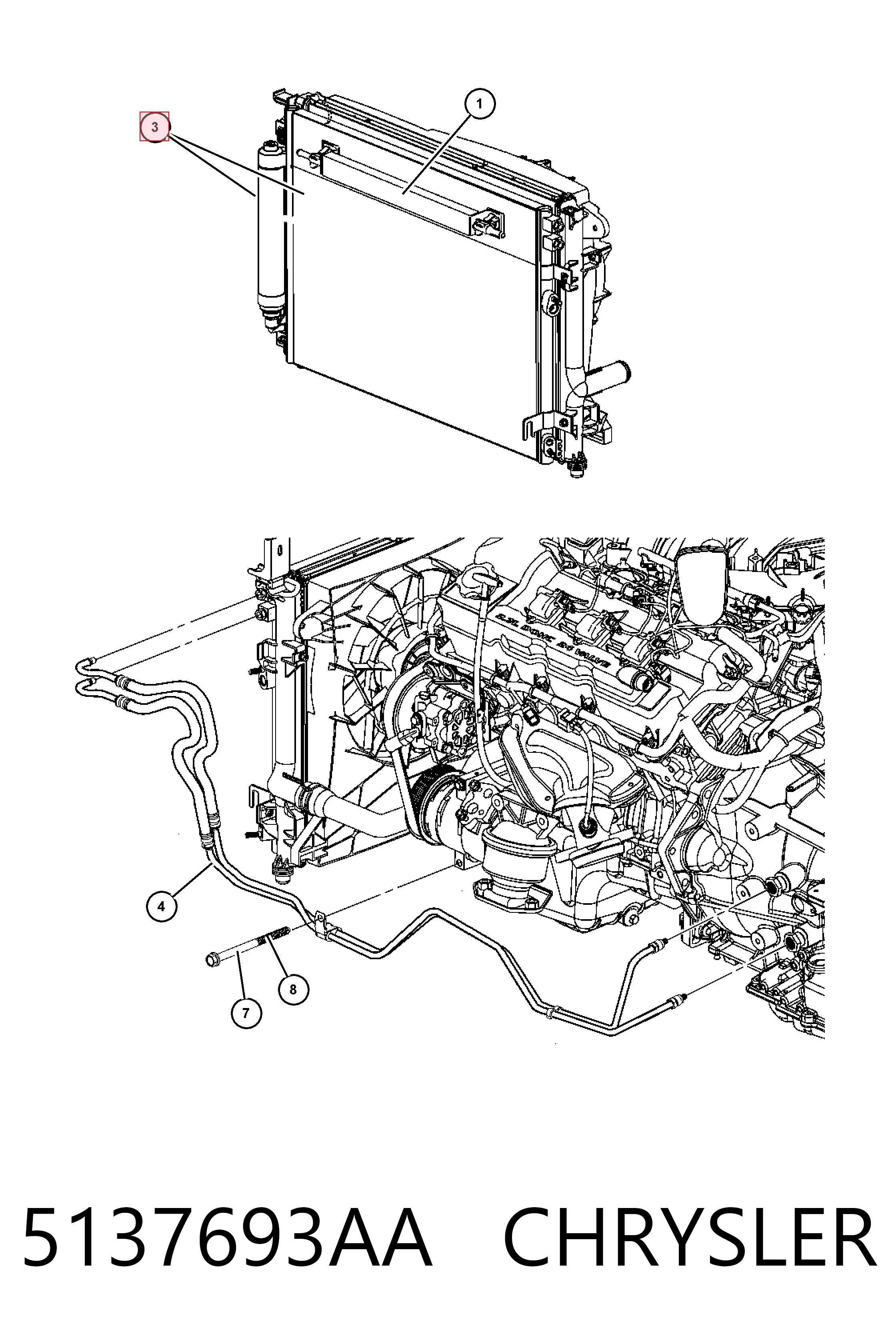 5137693AA Chrysler Radiador de aire acondicionado