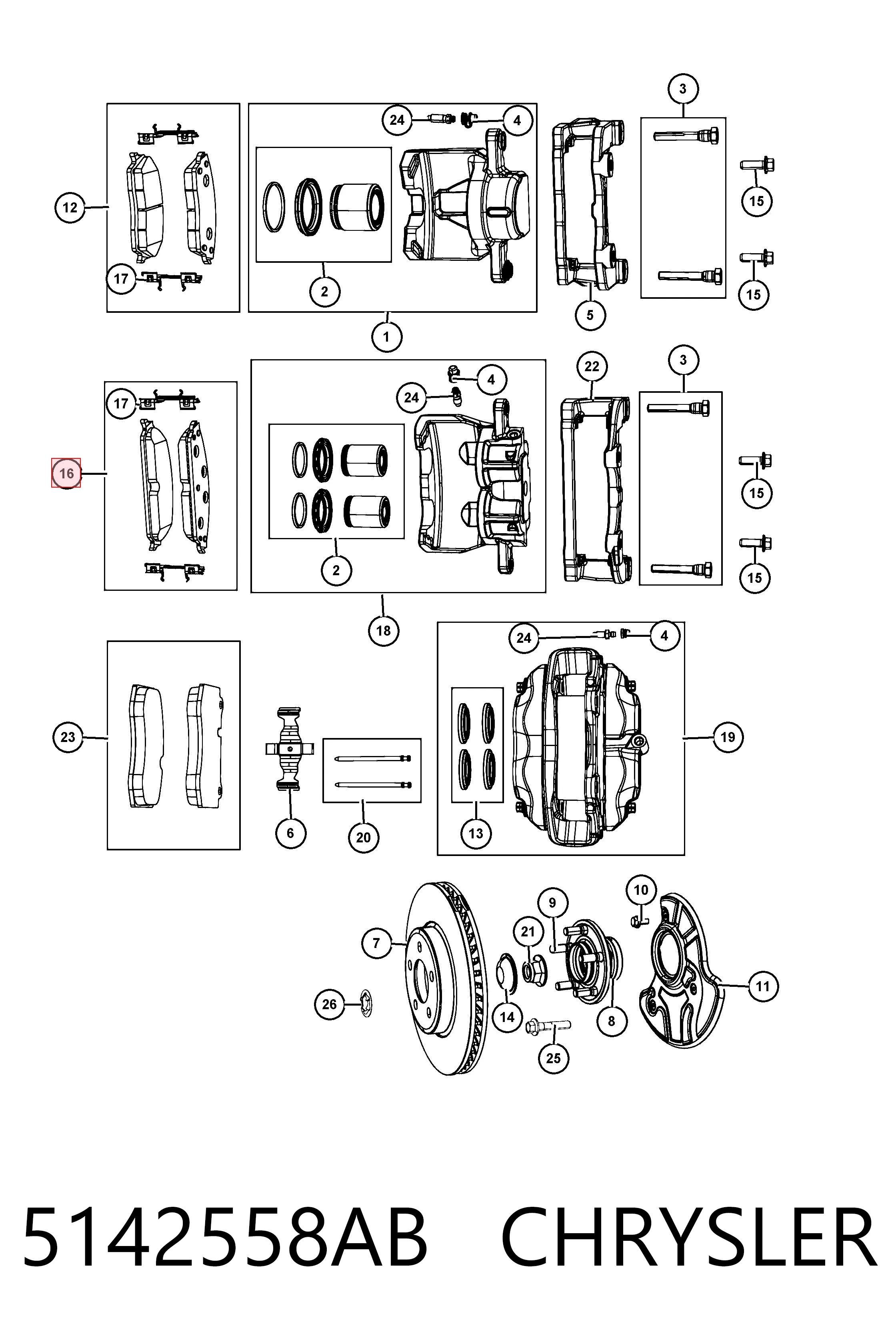 5142558AB Chrysler Pastillas delanteras