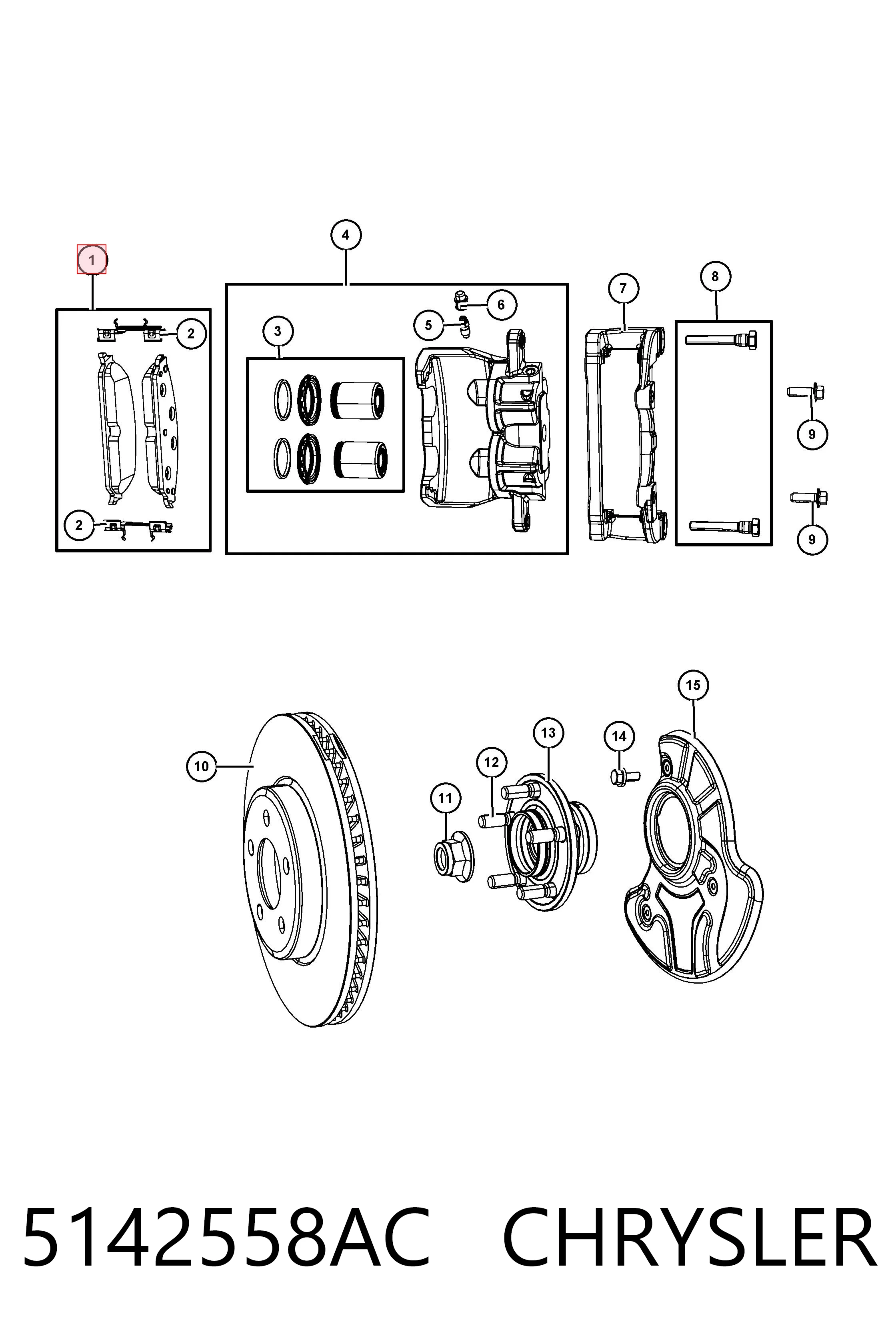 5142558AC Chrysler Pastillas delanteras
