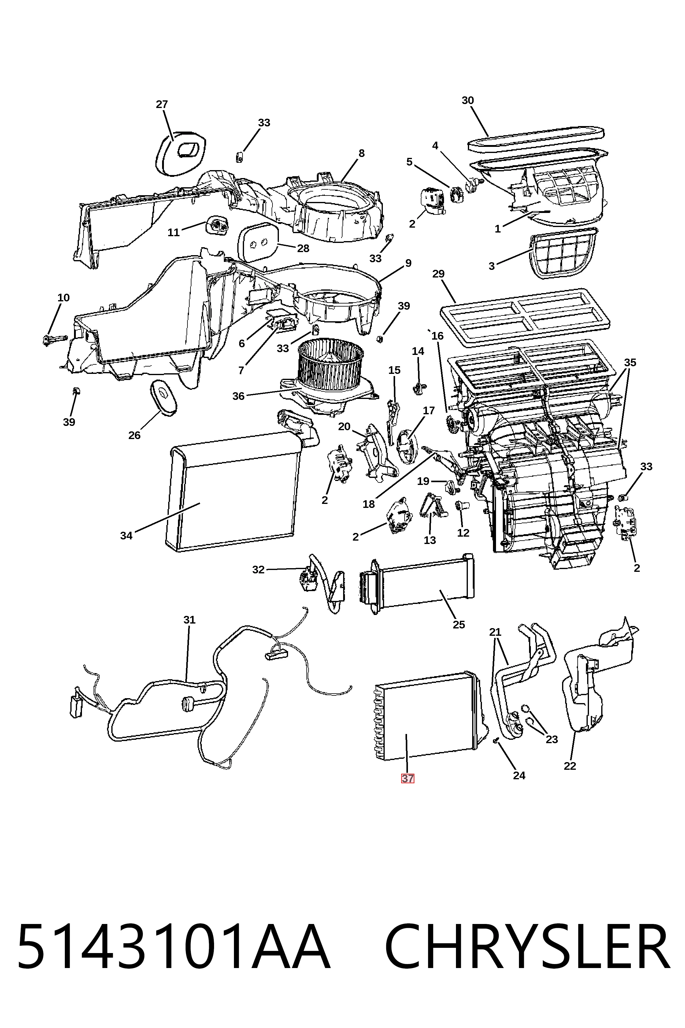 K05143101AA Fiat/Alfa/Lancia Radiador interior