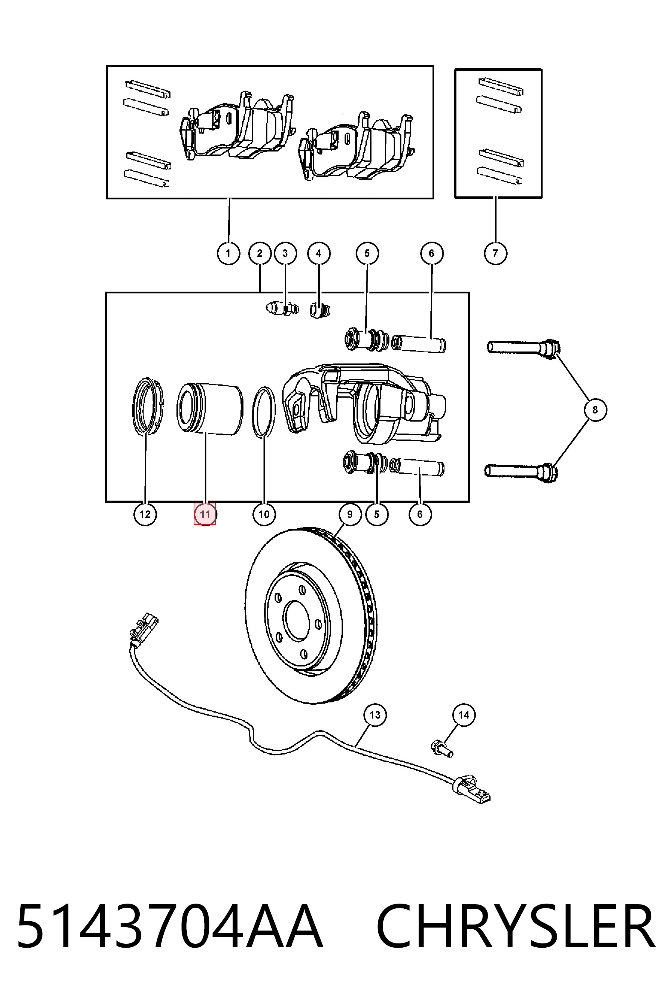 5143704AA Chrysler Émbolo de la pinza de freno delantera