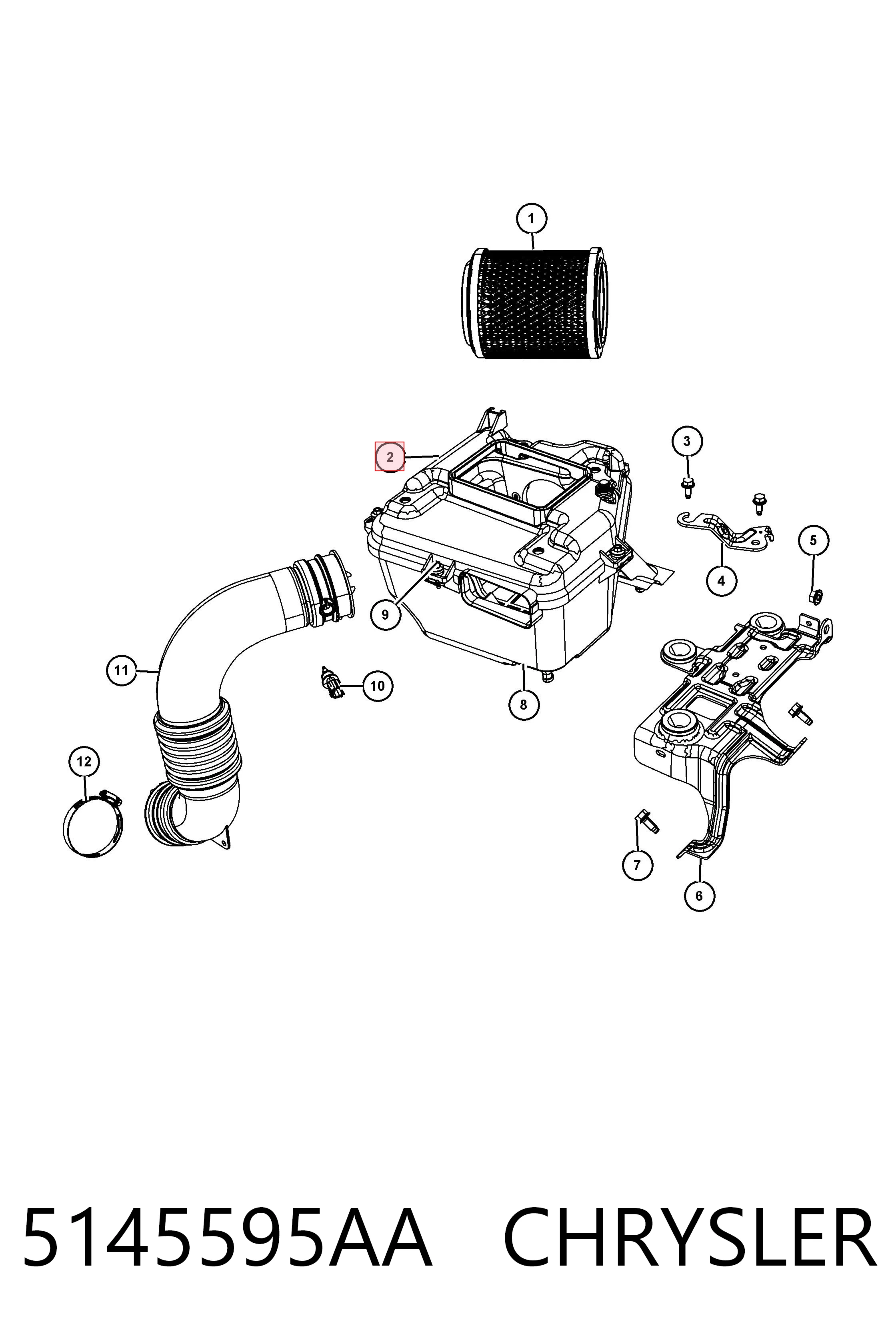 K68249652AA Fiat/Alfa/Lancia Carcasa del filtro de aire