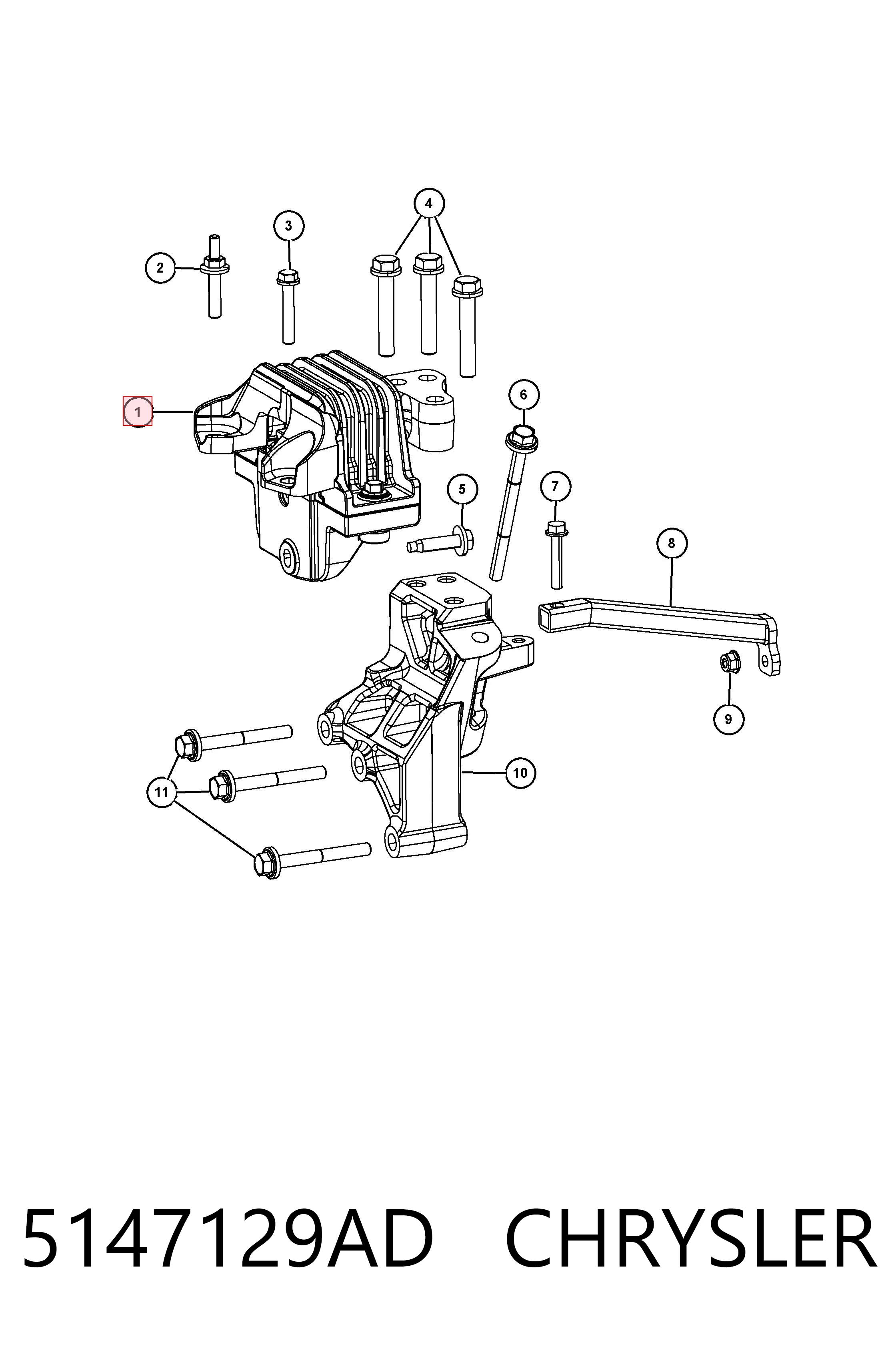 5147129AD Chrysler Soporte de motor derecho