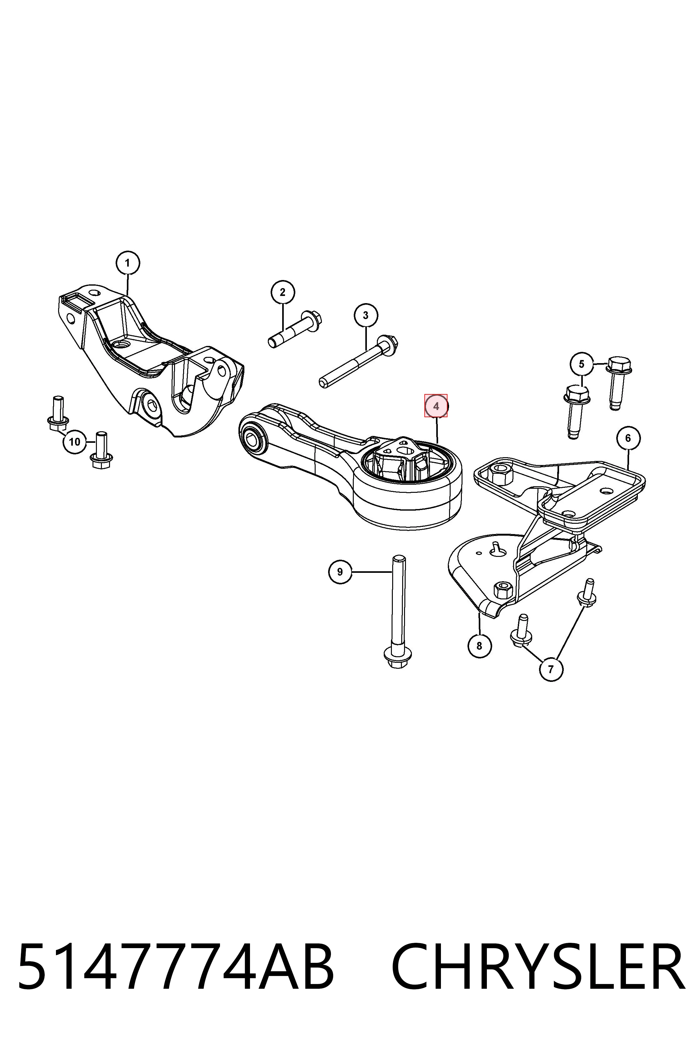 5147774AB Chrysler Taco de motor