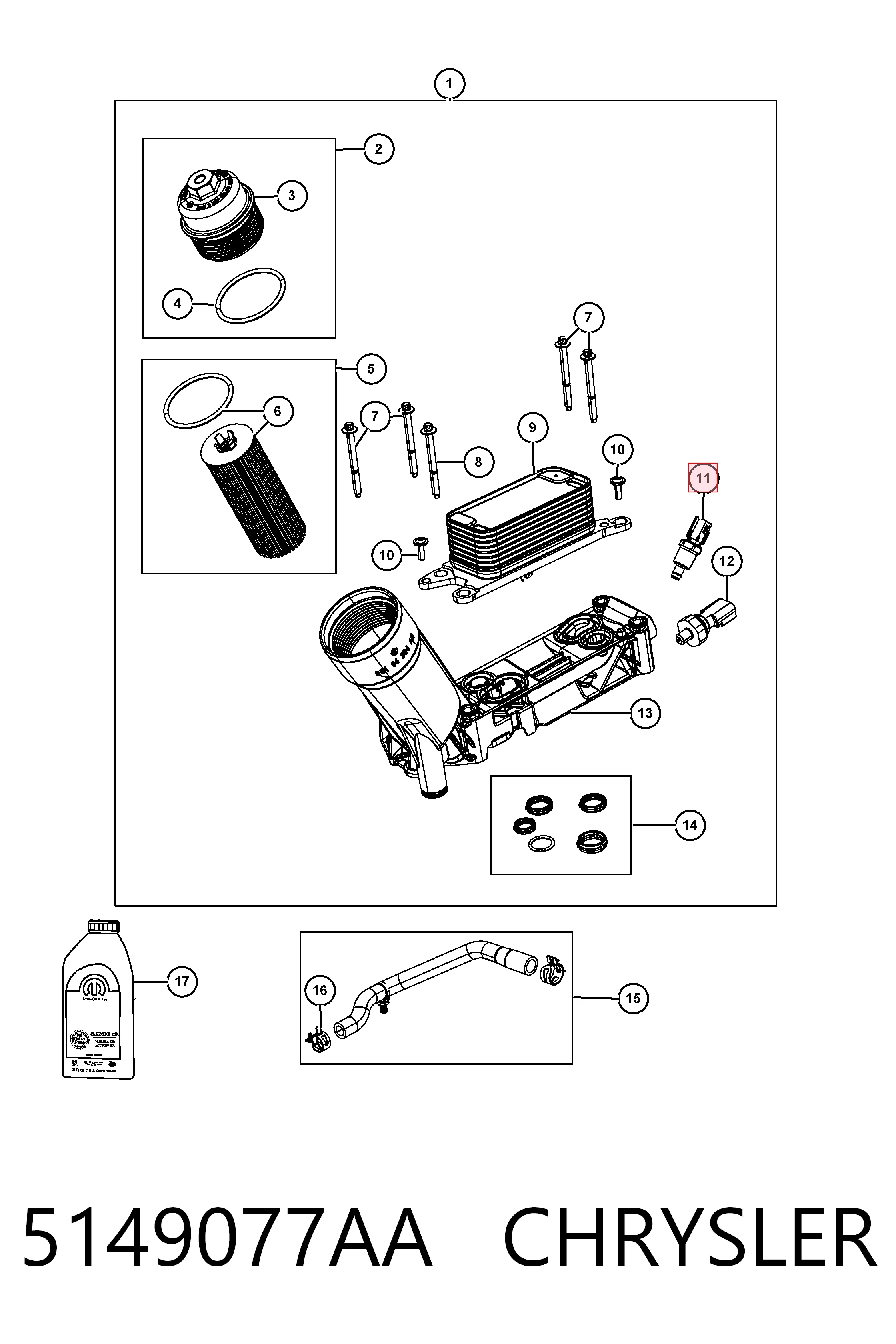 Sensor de temperatura del motor Fiat/Alfa/Lancia K05149077AB