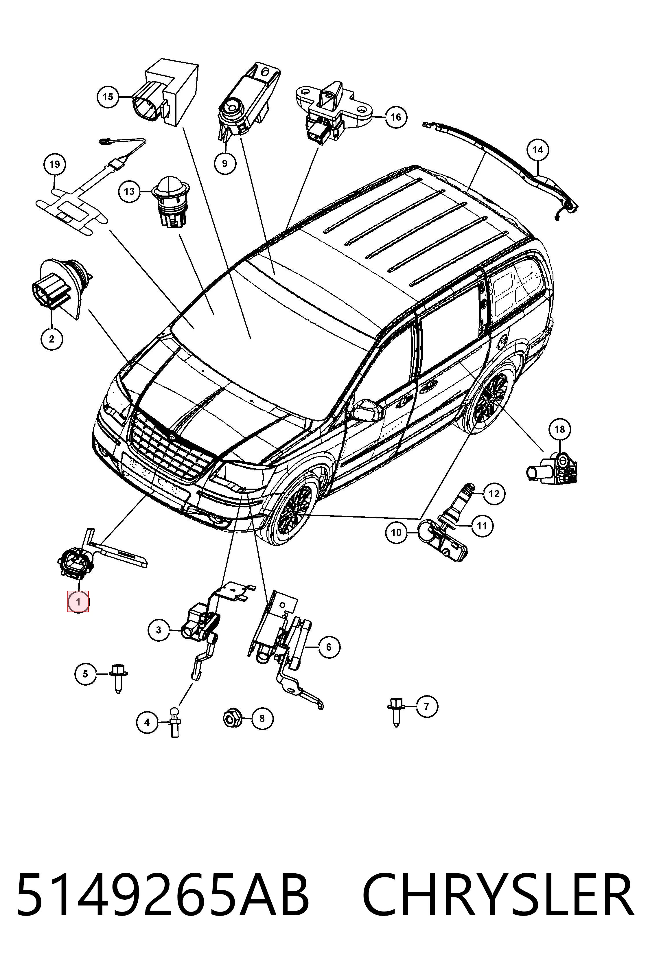 5149265AB Chrysler Sensor de temperatura ambiente