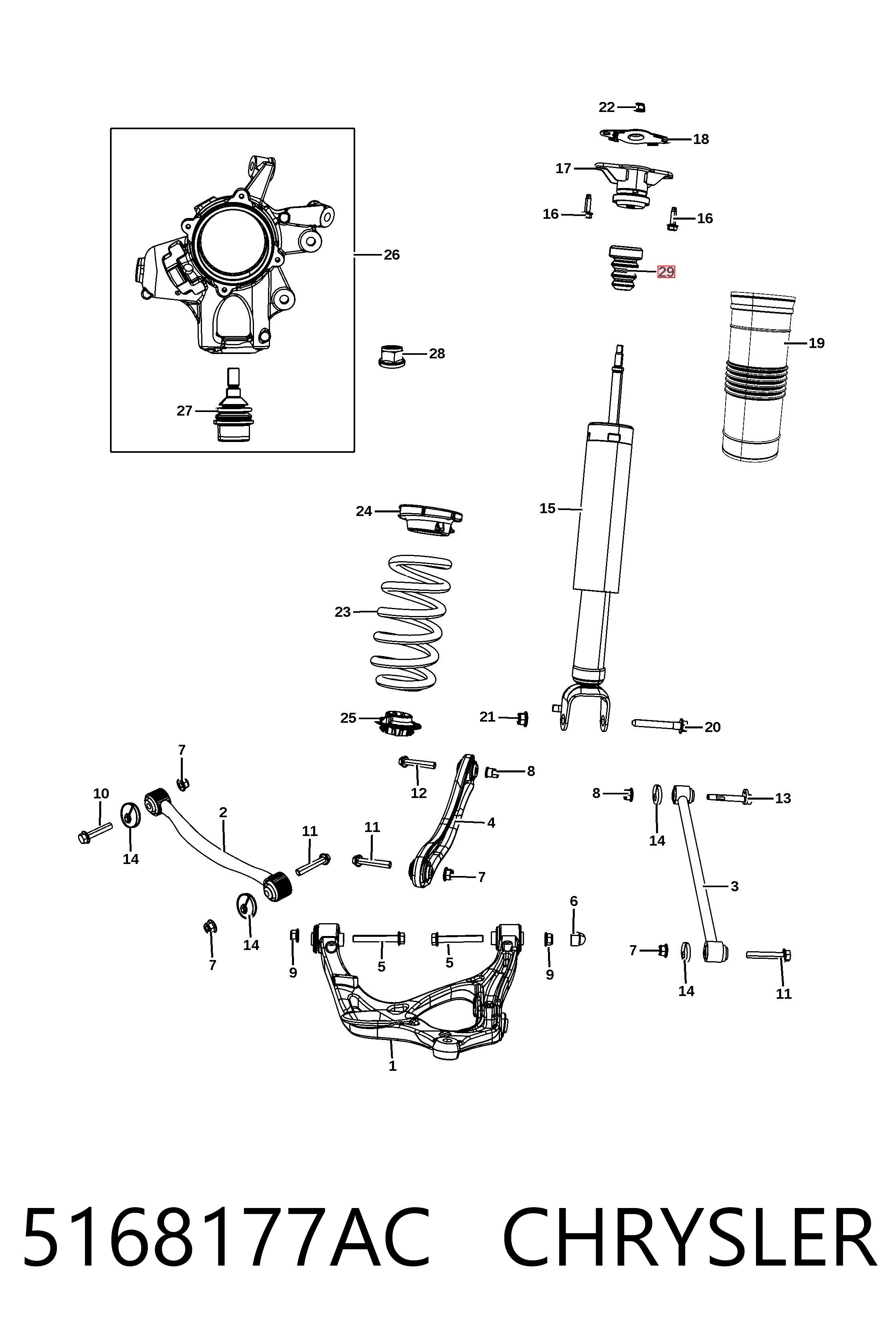 K68029520AE Fiat/Alfa/Lancia Soporte del amortiguador delantero