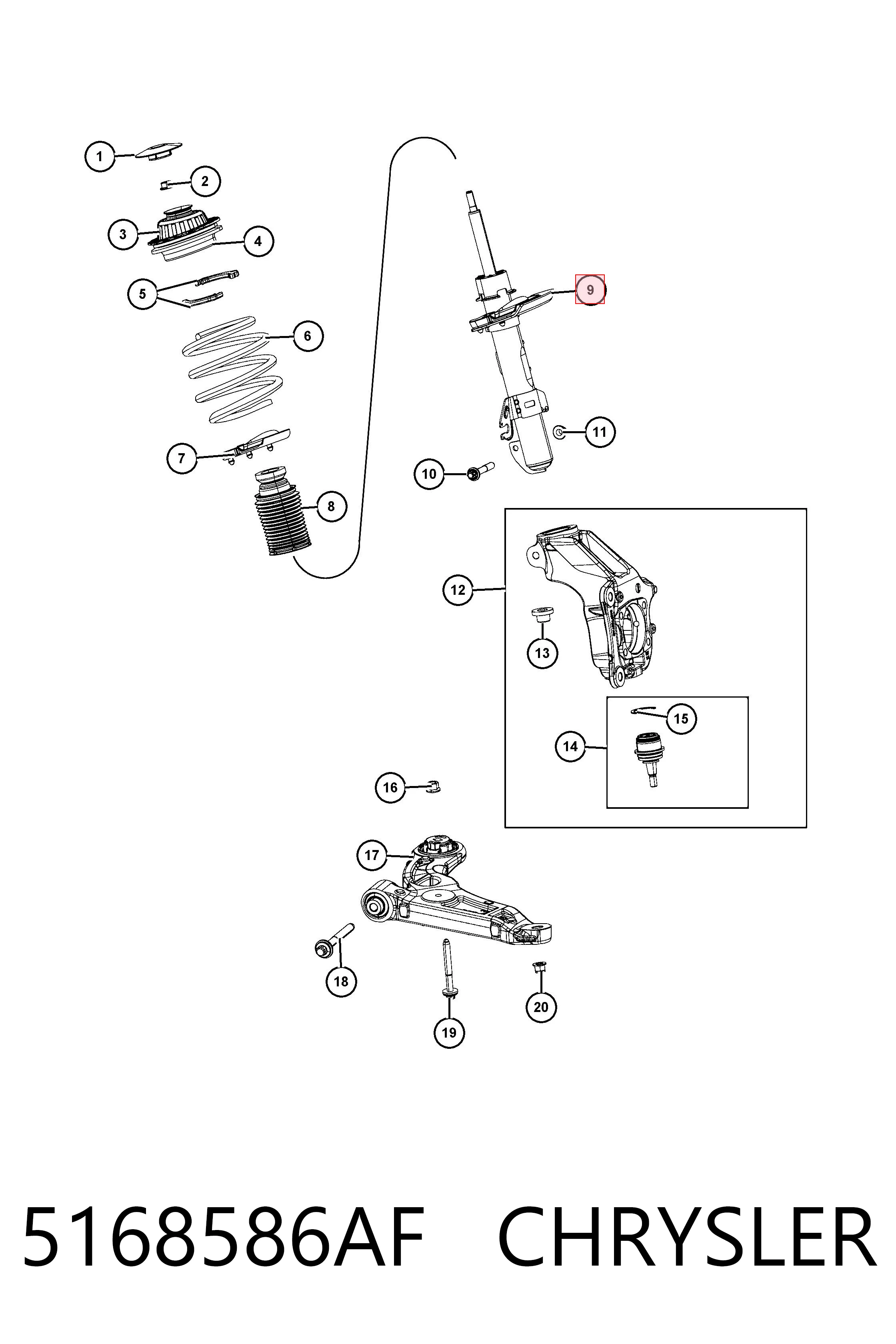 K05168586AF Fiat/Alfa/Lancia amortiguador frontal derecho