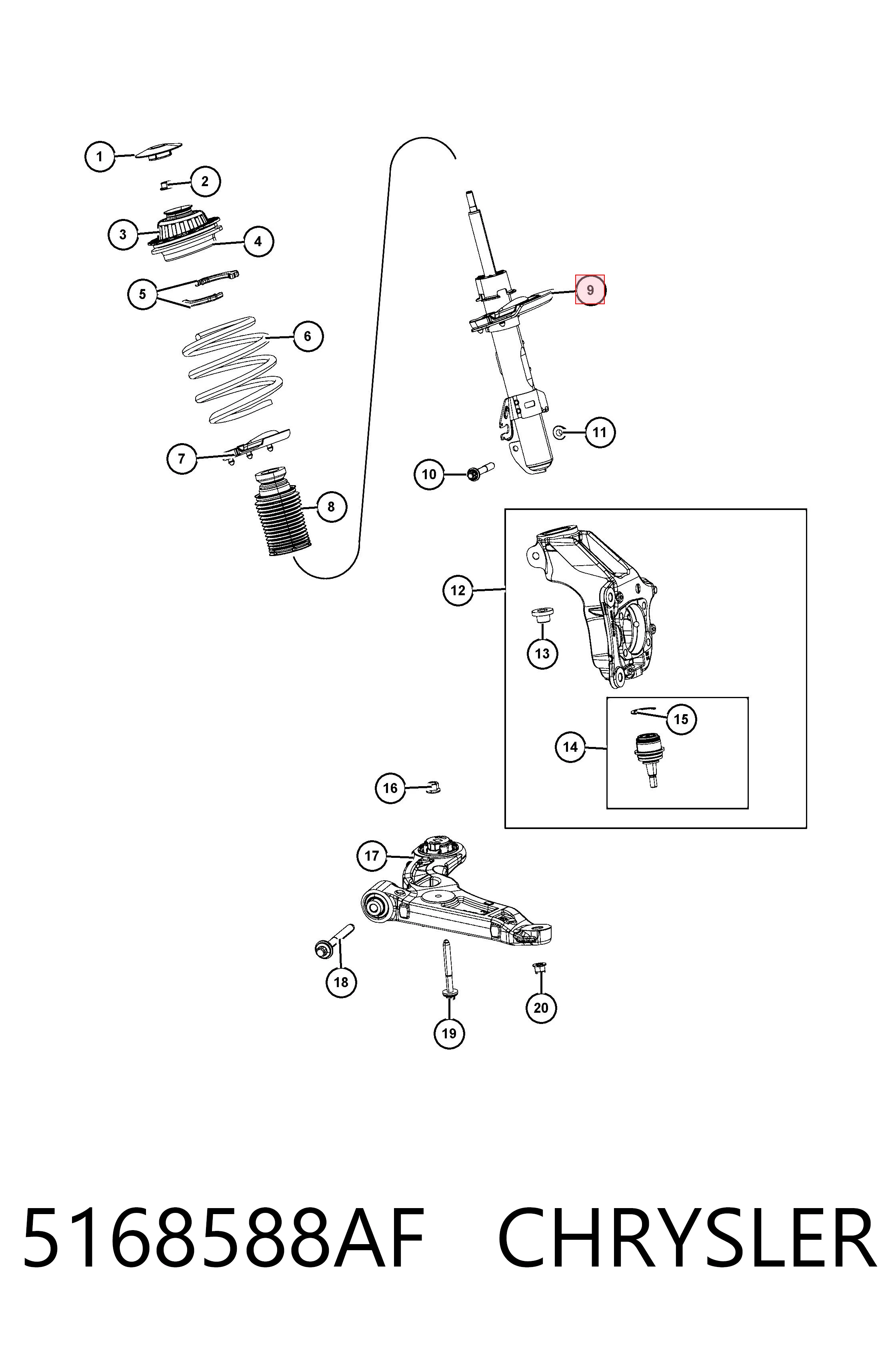 5168588AF Chrysler amortiguador frontal derecho