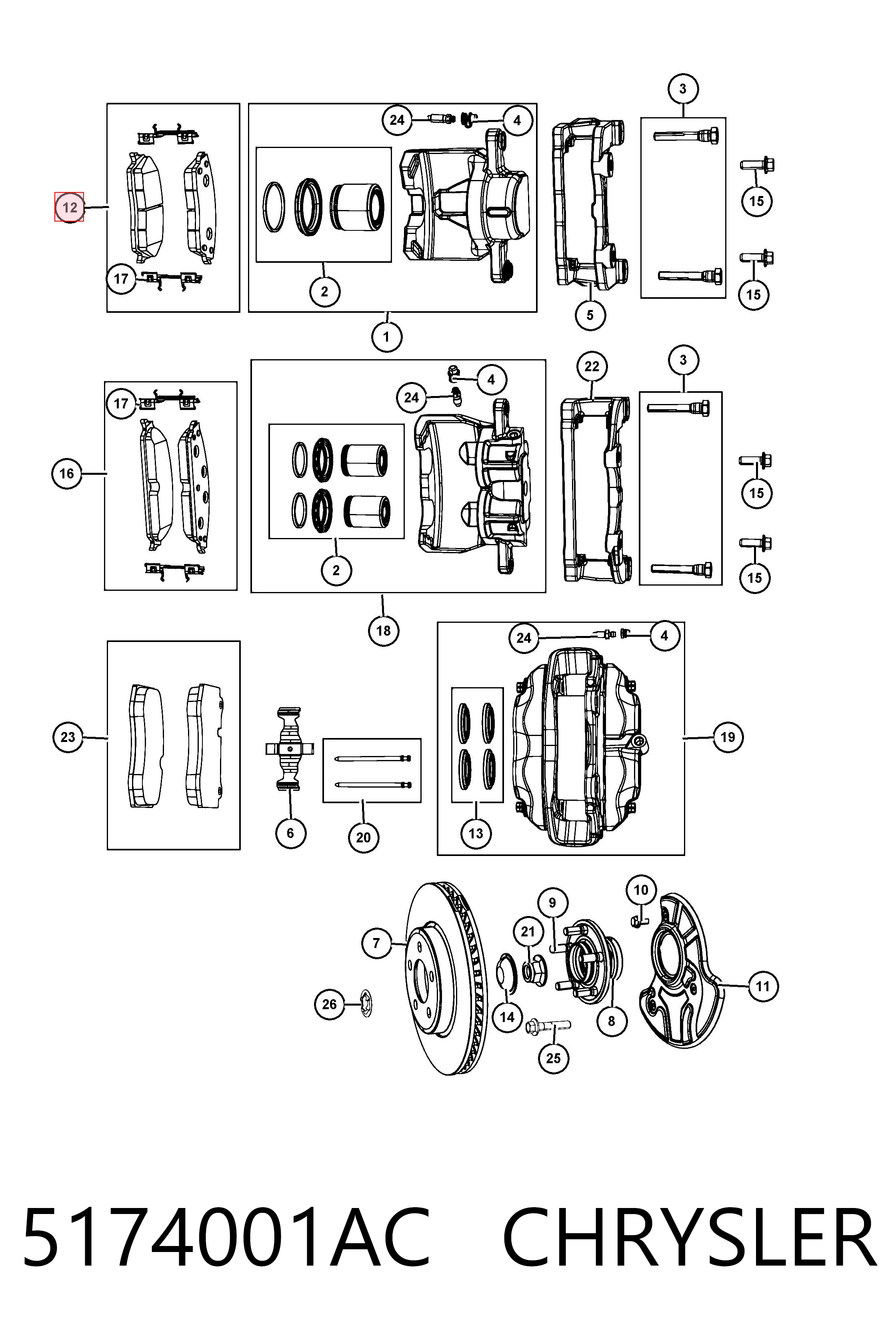 5174001AC Chrysler Pastillas delanteras