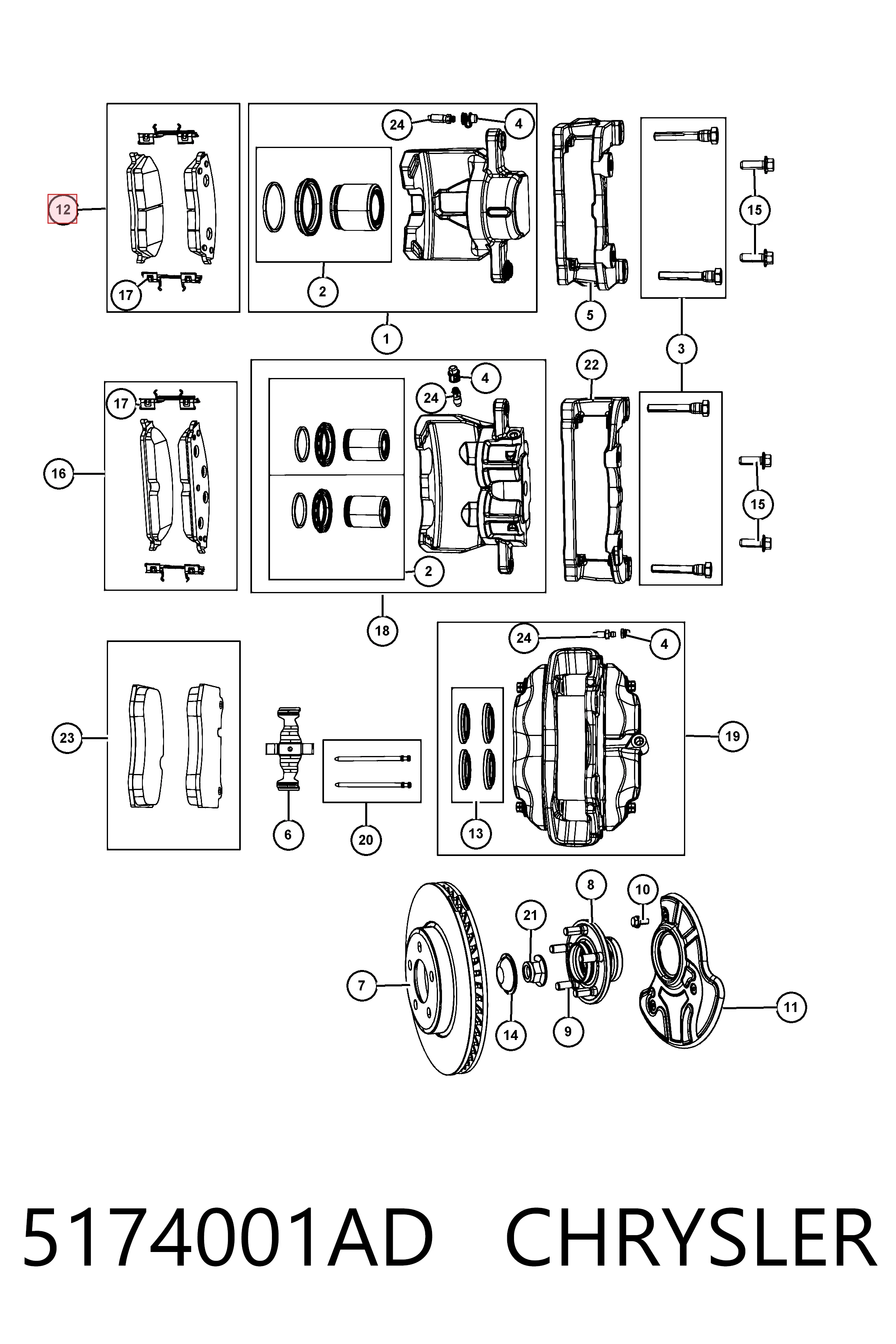 5174001AD Chrysler Pastillas delanteras