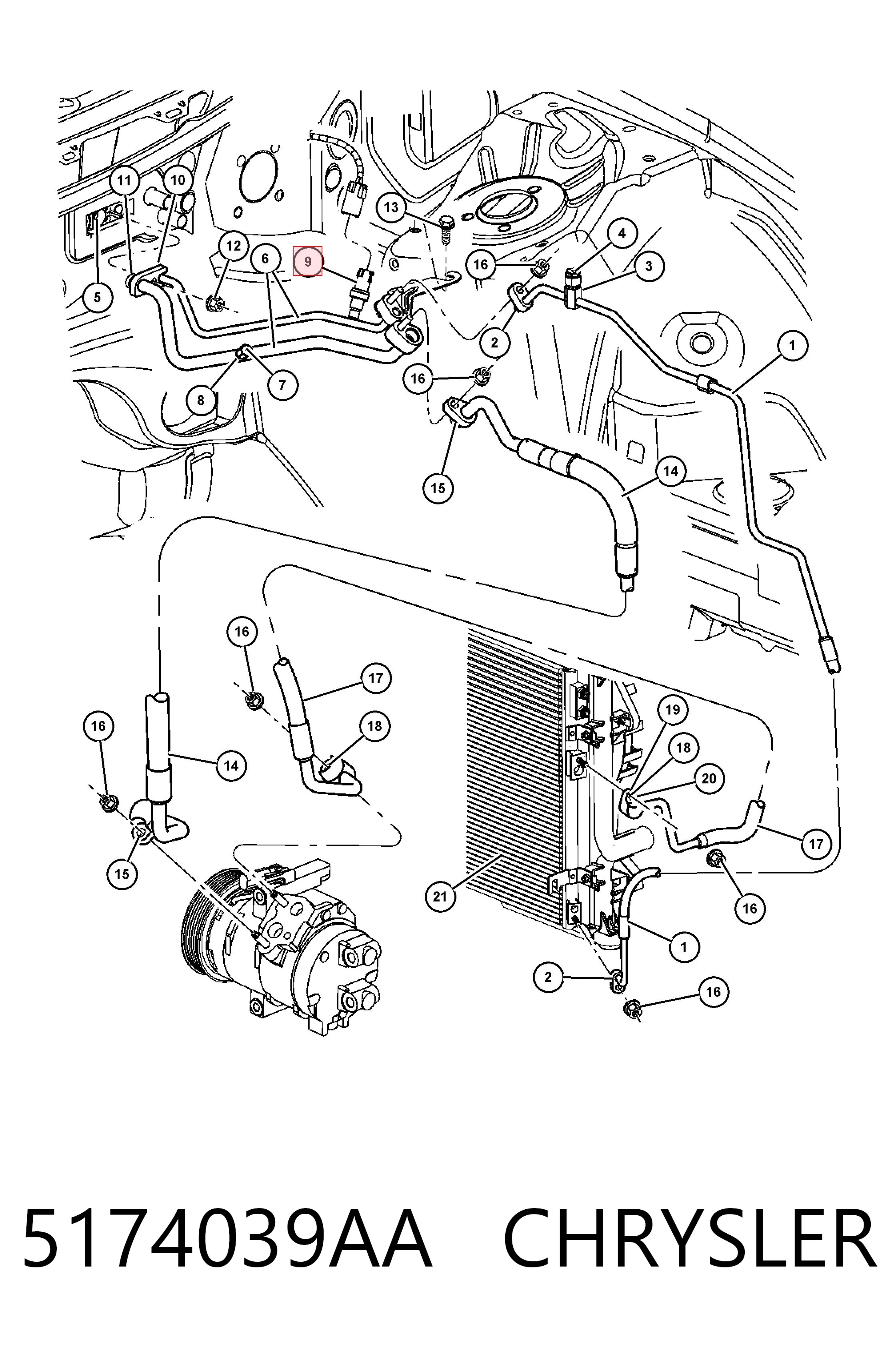 5174039AA Chrysler Sensor de baja presion aire acondicionado