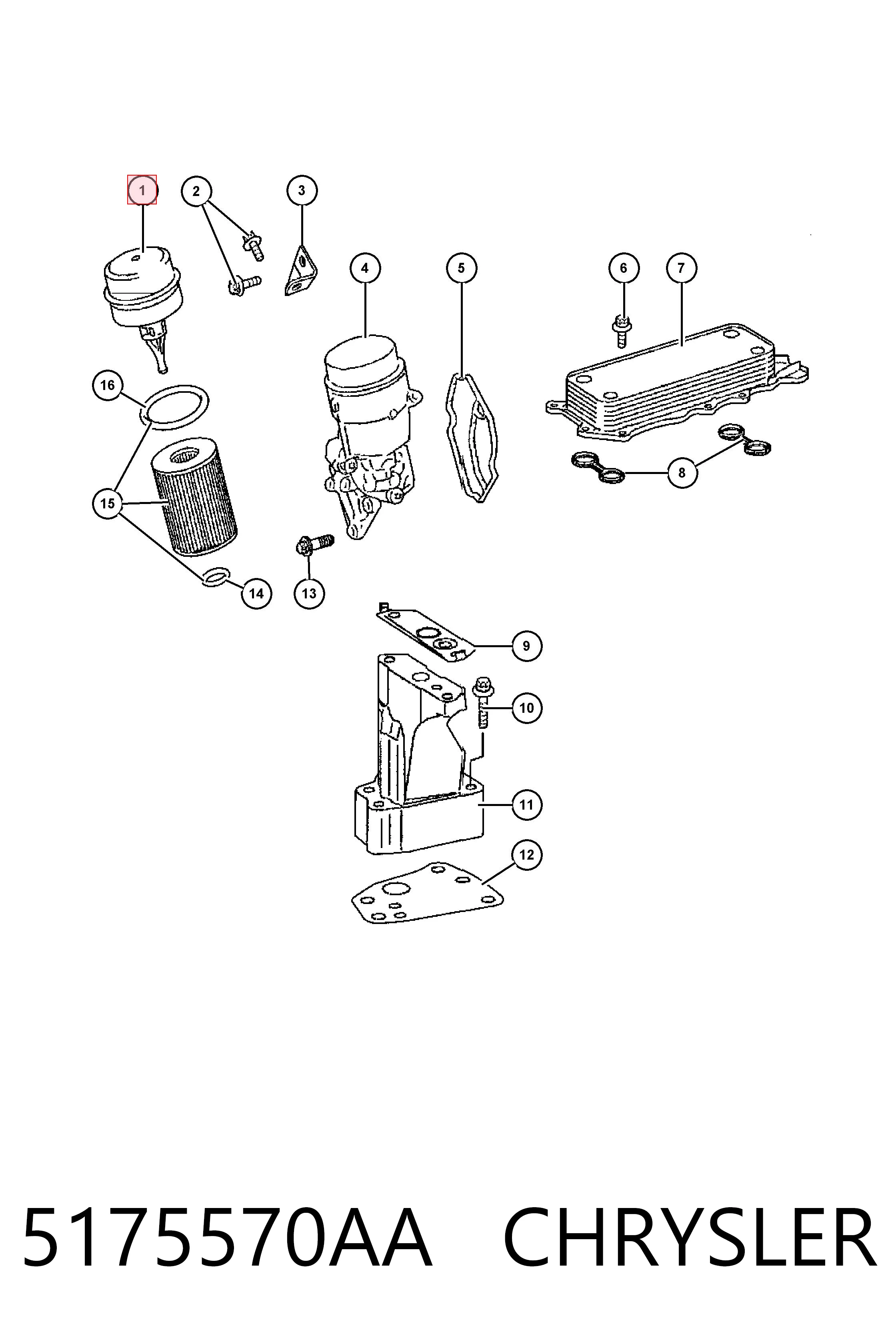 5175570AA Chrysler Tapa del filtro de aceite