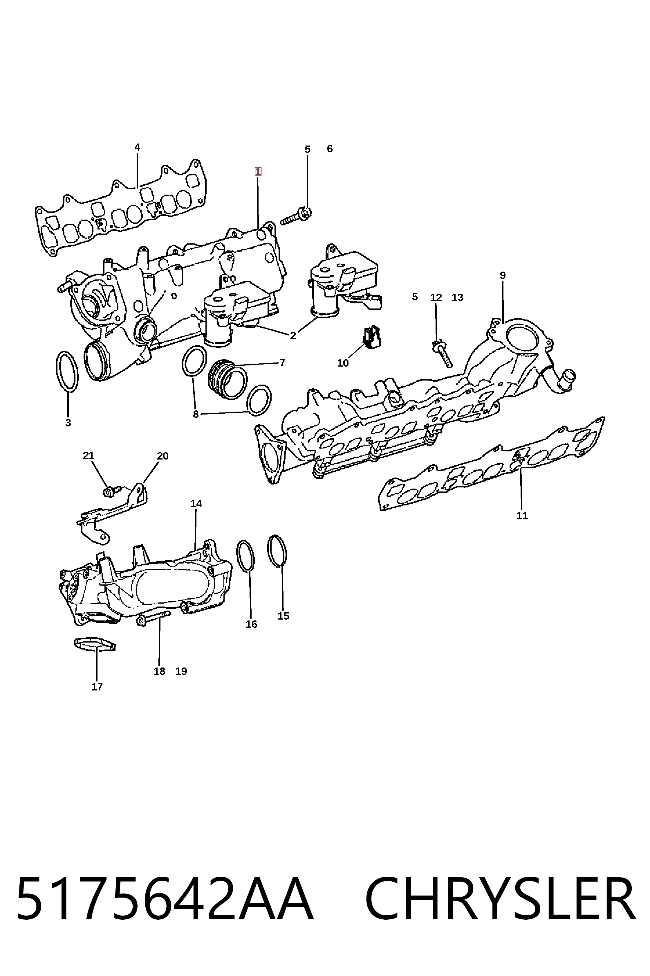 K05175642AA Fiat/Alfa/Lancia Colector de admisión derecho