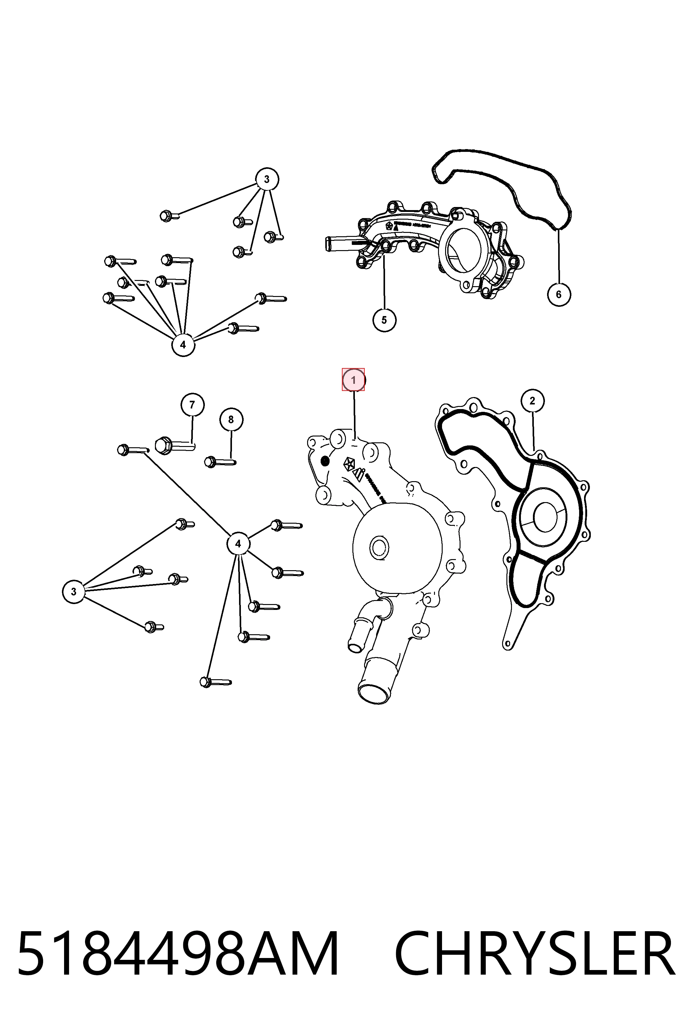 5184498AM Chrysler Bomba refrigerante coche