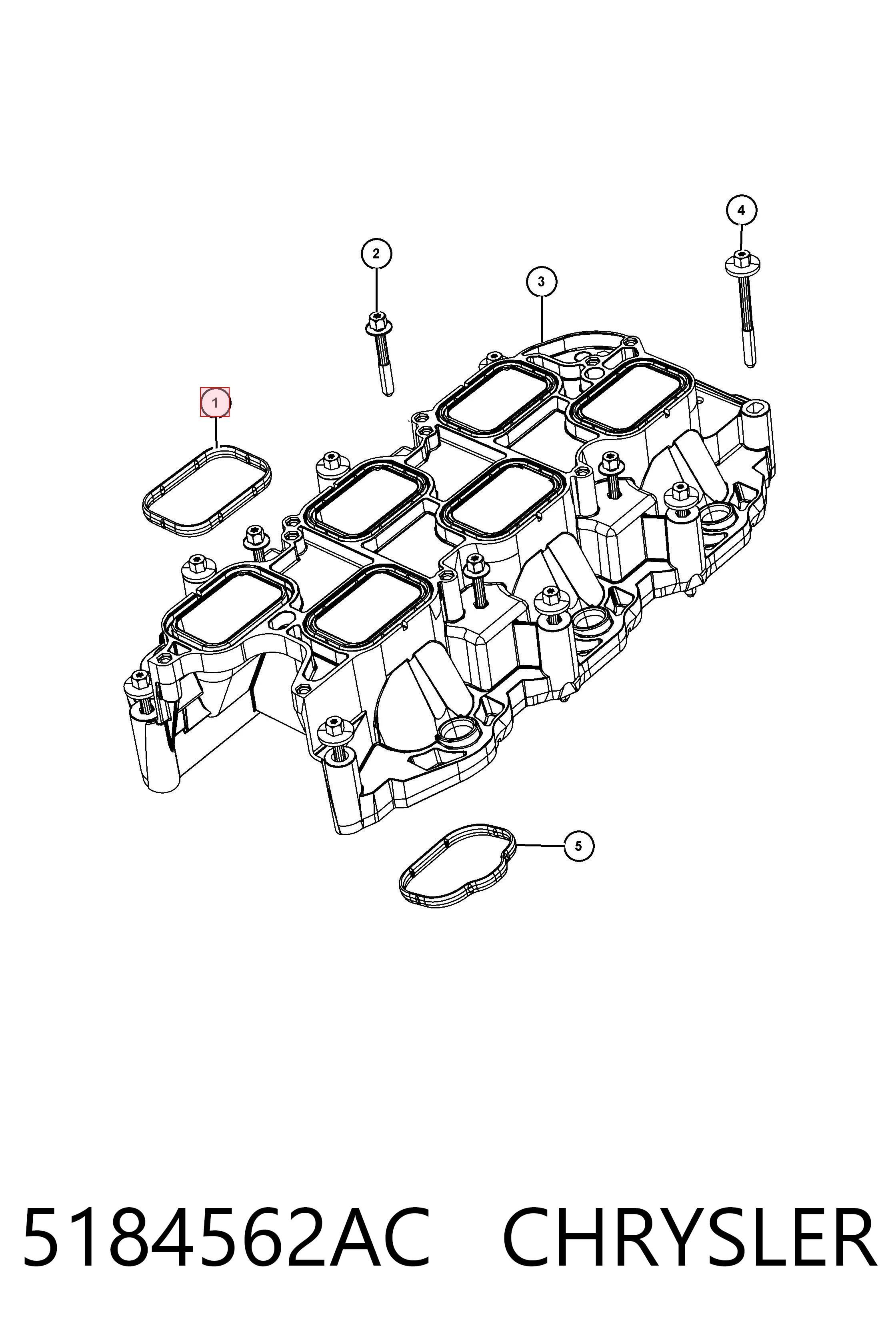 5184562AC Chrysler Juego de juntas, colector de admisión